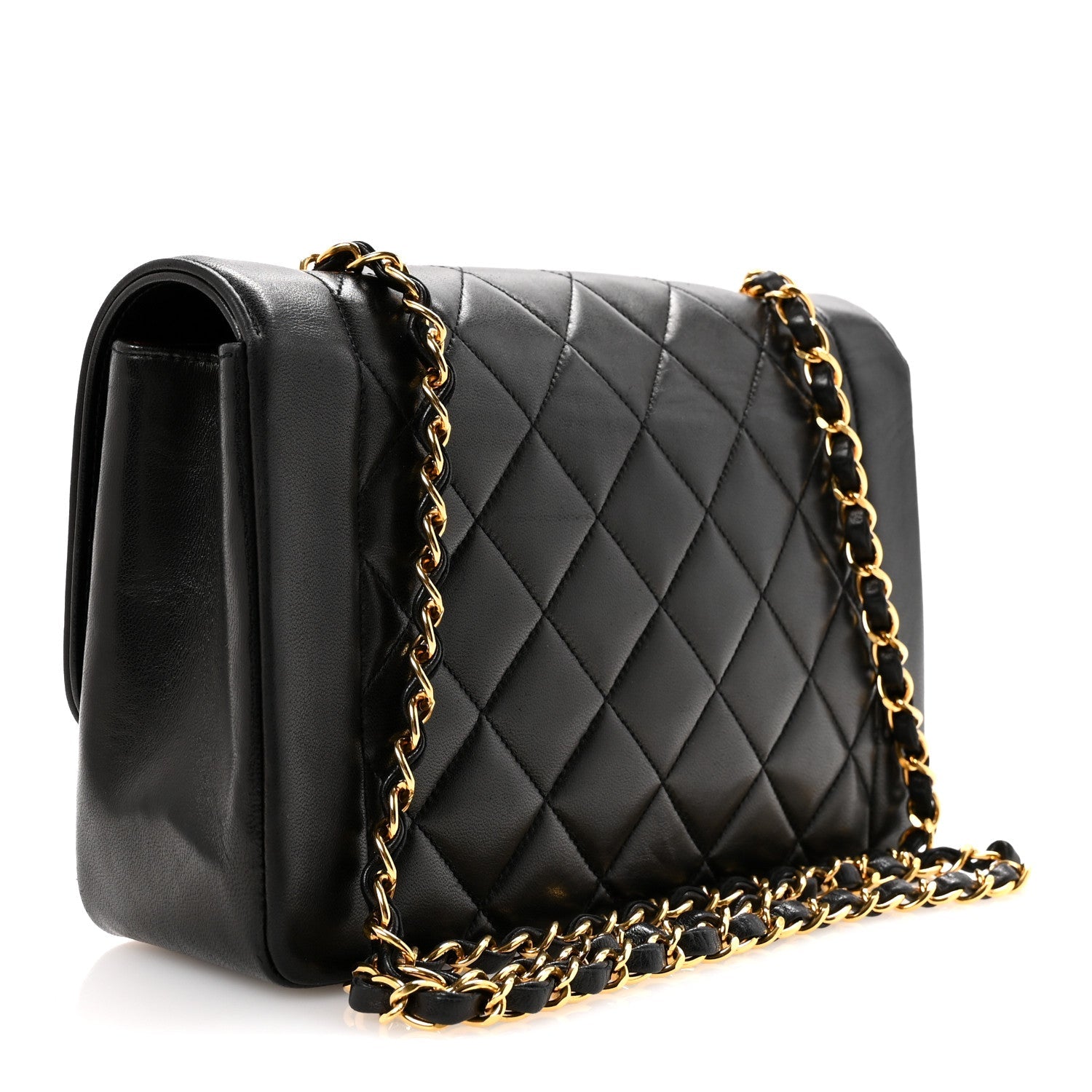 Lambskin Quilted Medium Single Flap Black