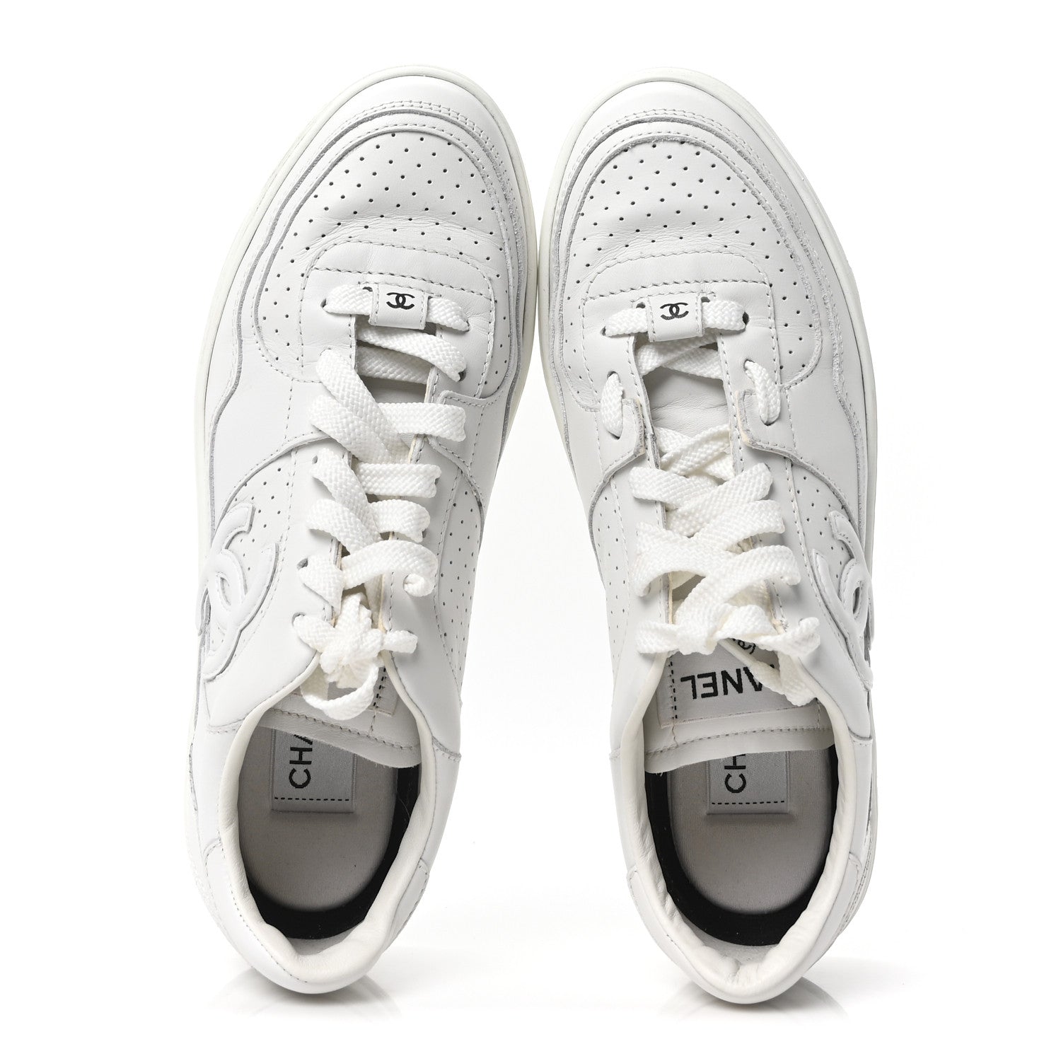 Calfskin CC Womens Sneakers 38 White