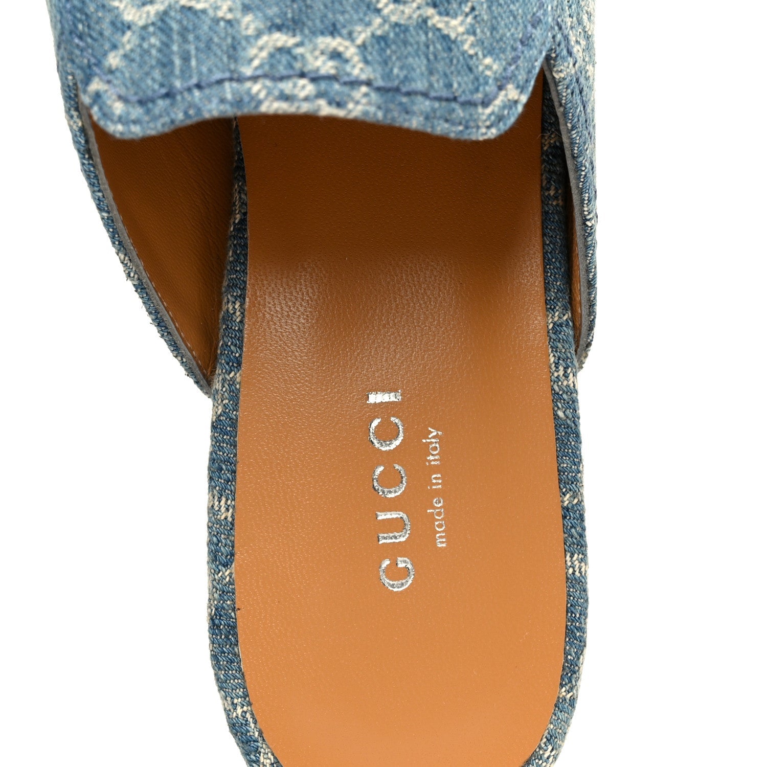 New Denim GG Malaga Kid Womens Princetown Slippers 37.5 Light Blue Royale