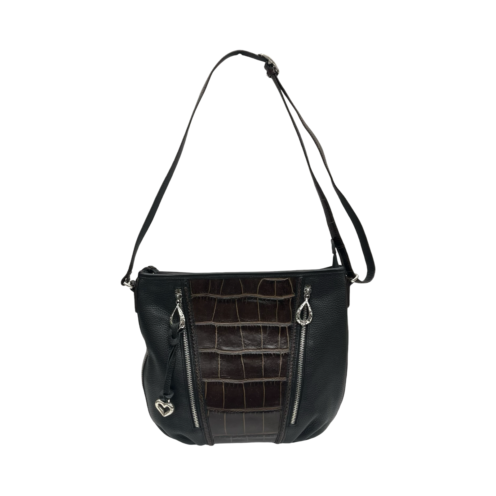 Handbag Leather By Brighton In Black & Brown, Size:Medium