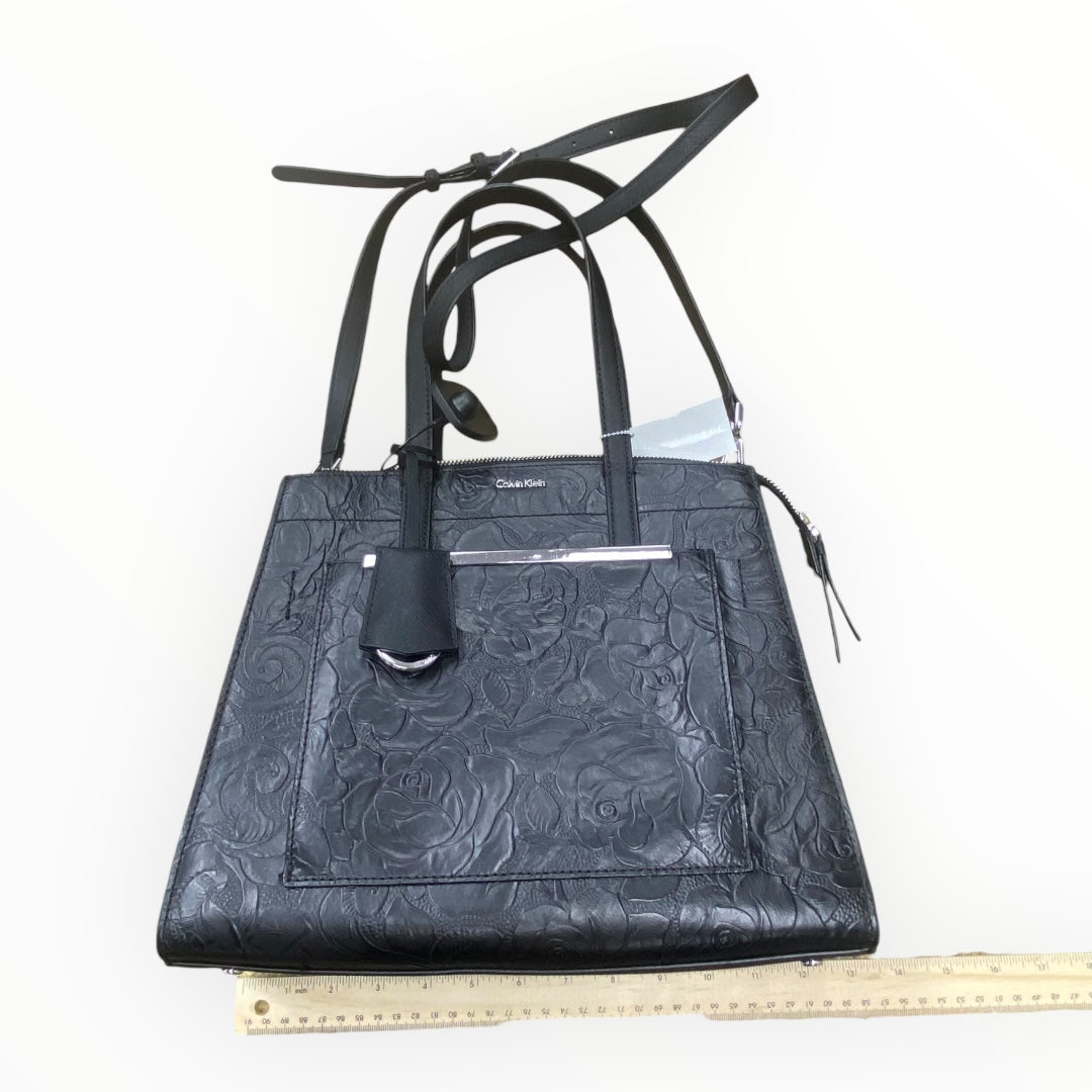 Handbag Leather By Calvin Klein In Black, Size:Medium