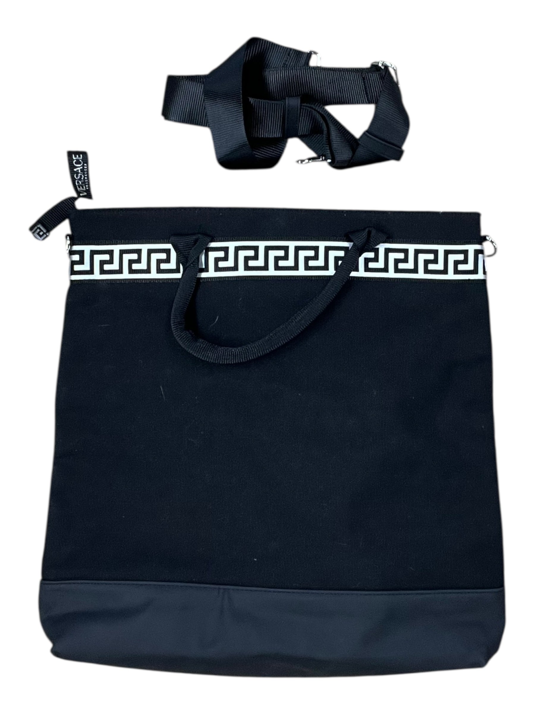 Tote Luxury Designer By Versace In Black, Size:Large
