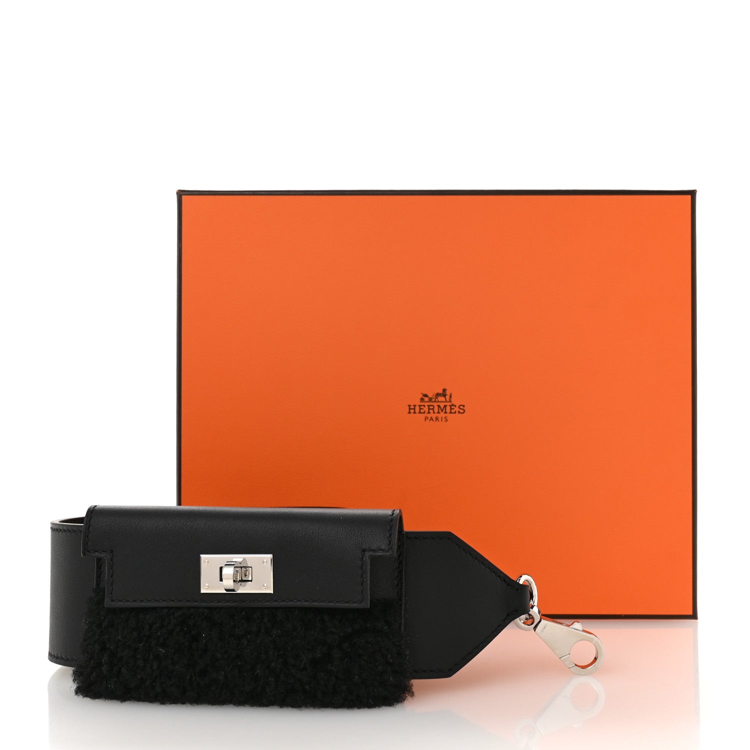 Swift Shearling Pocket Kelly Shoulder Strap Black