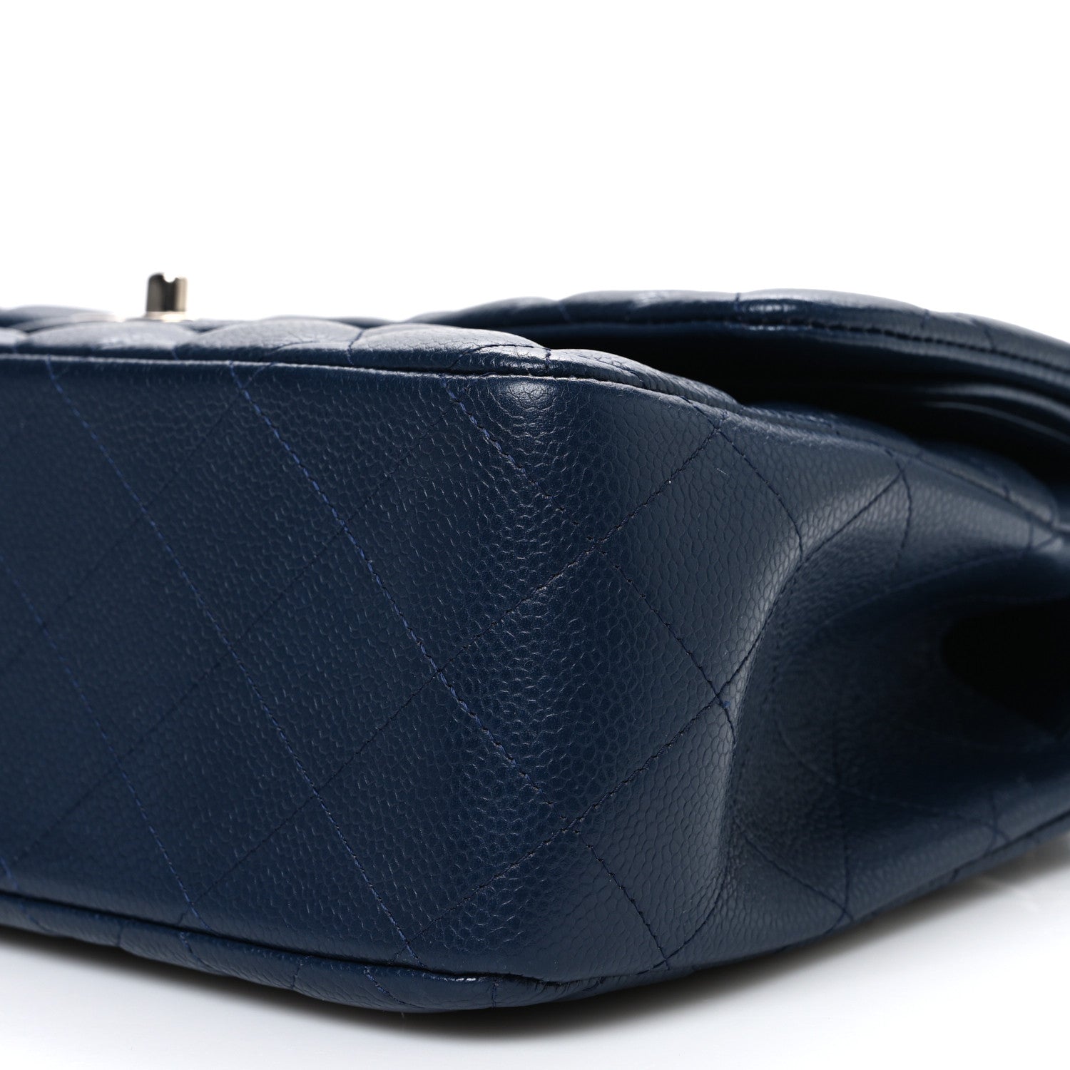 Caviar Quilted Jumbo Double Flap Navy Blue