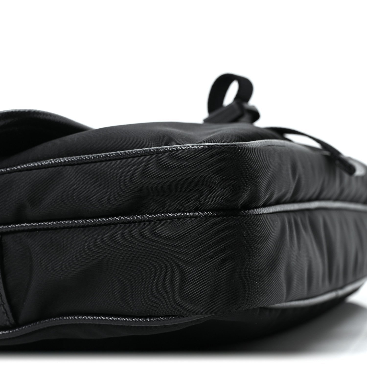 Re-Nylon Saffiano Pocket Single Snap Buckle Shoulder Bag Black
