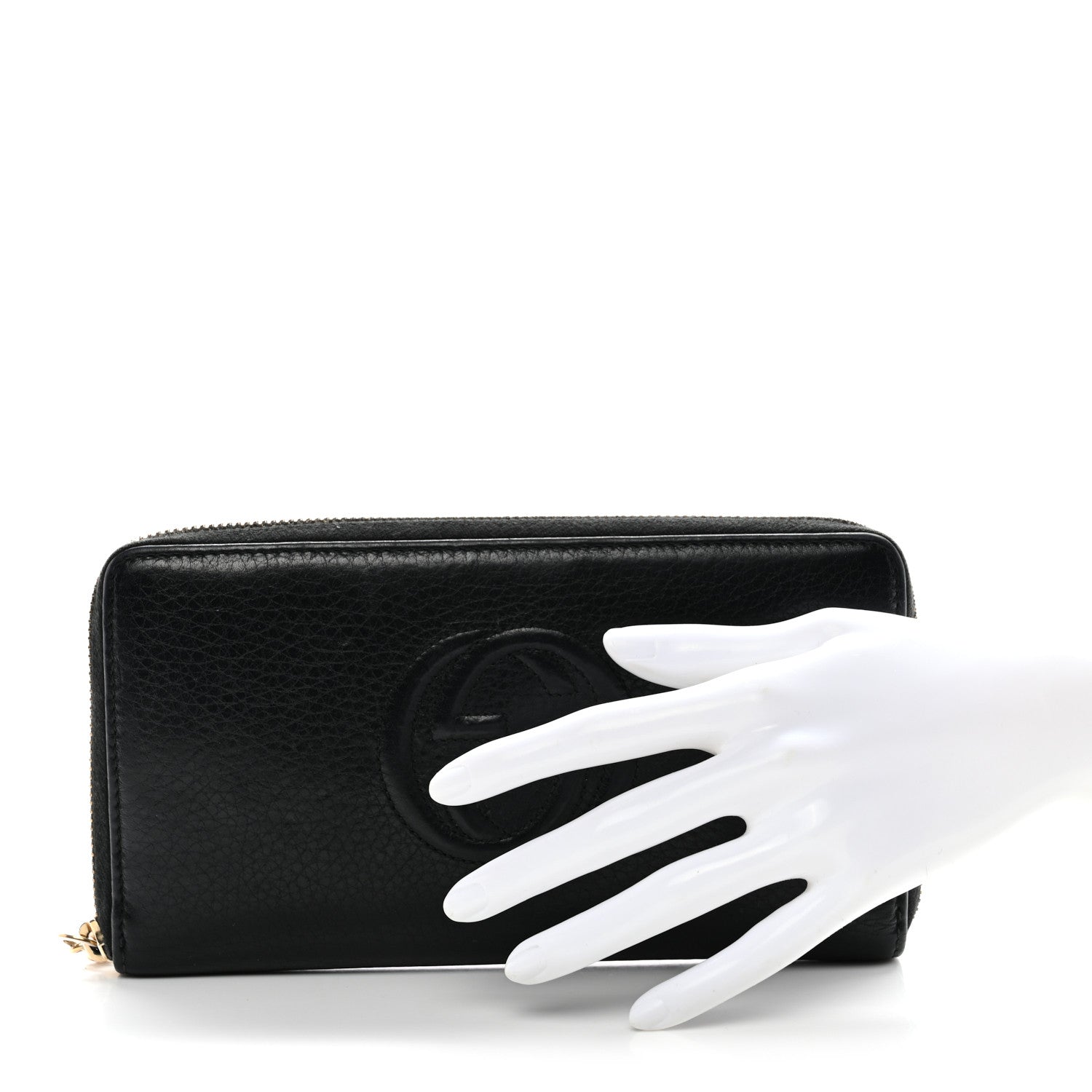 Pebbled Calfskin Soho Zip Around Wallet Black