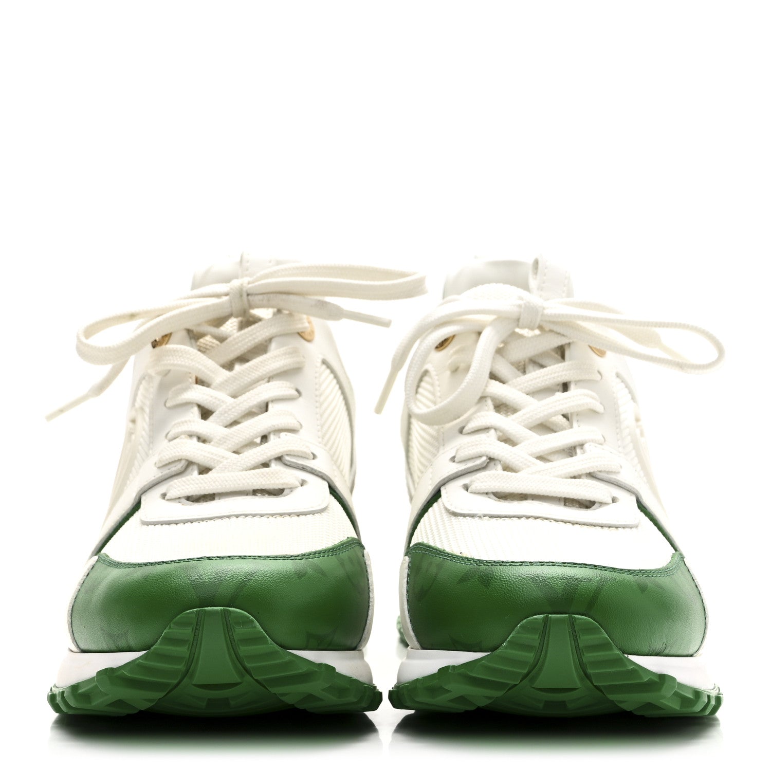 Calfskin Monogram Run Away Sneakers 37 White Green