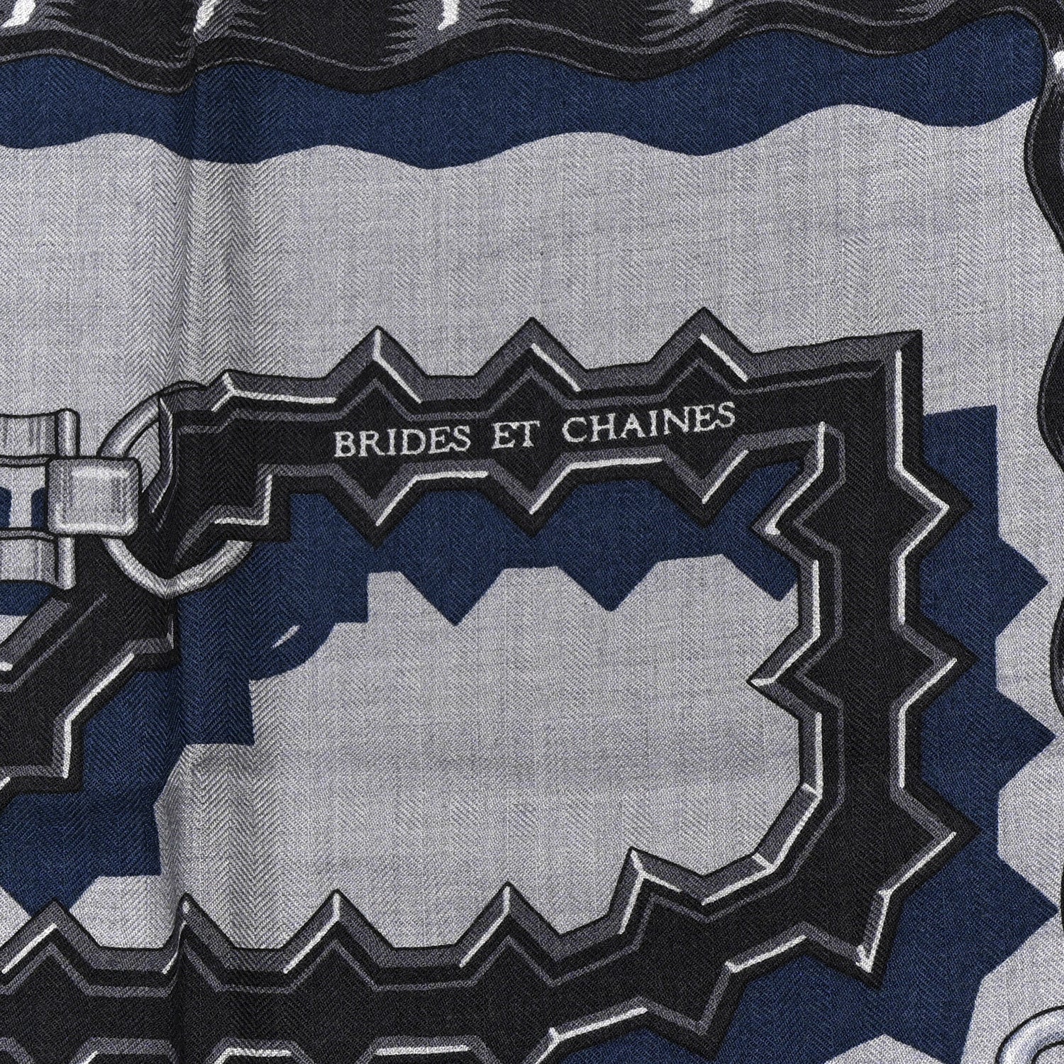 Cashmere Silk Brides Et Chaines Scarf 100 Gris Clair Gris Fonce Bleu Marine