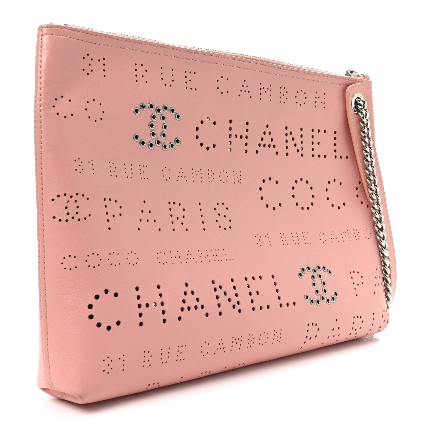 Calfskin Eyelets Clutch Pink
