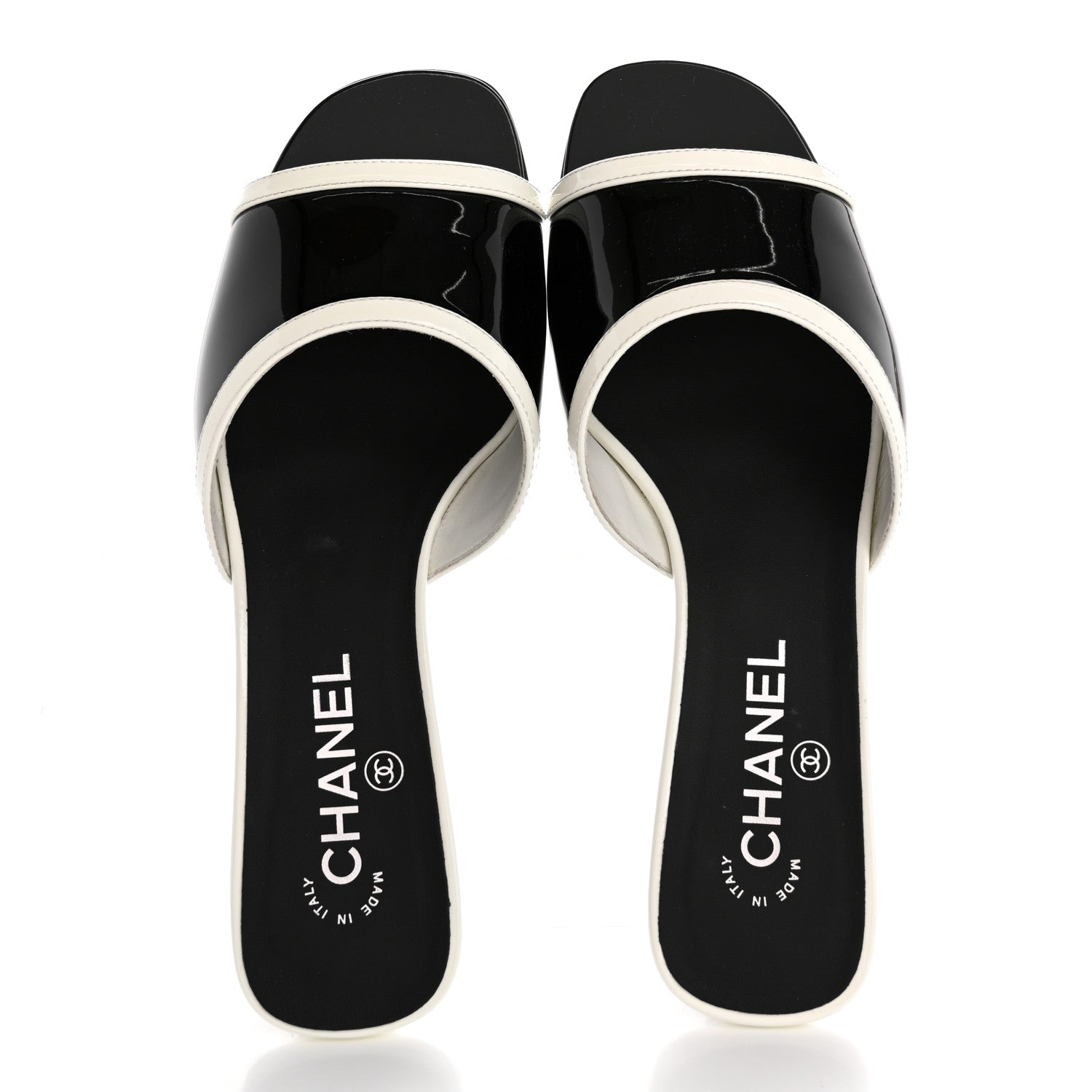 Patent Calfskin Mules  39 Black White Grey