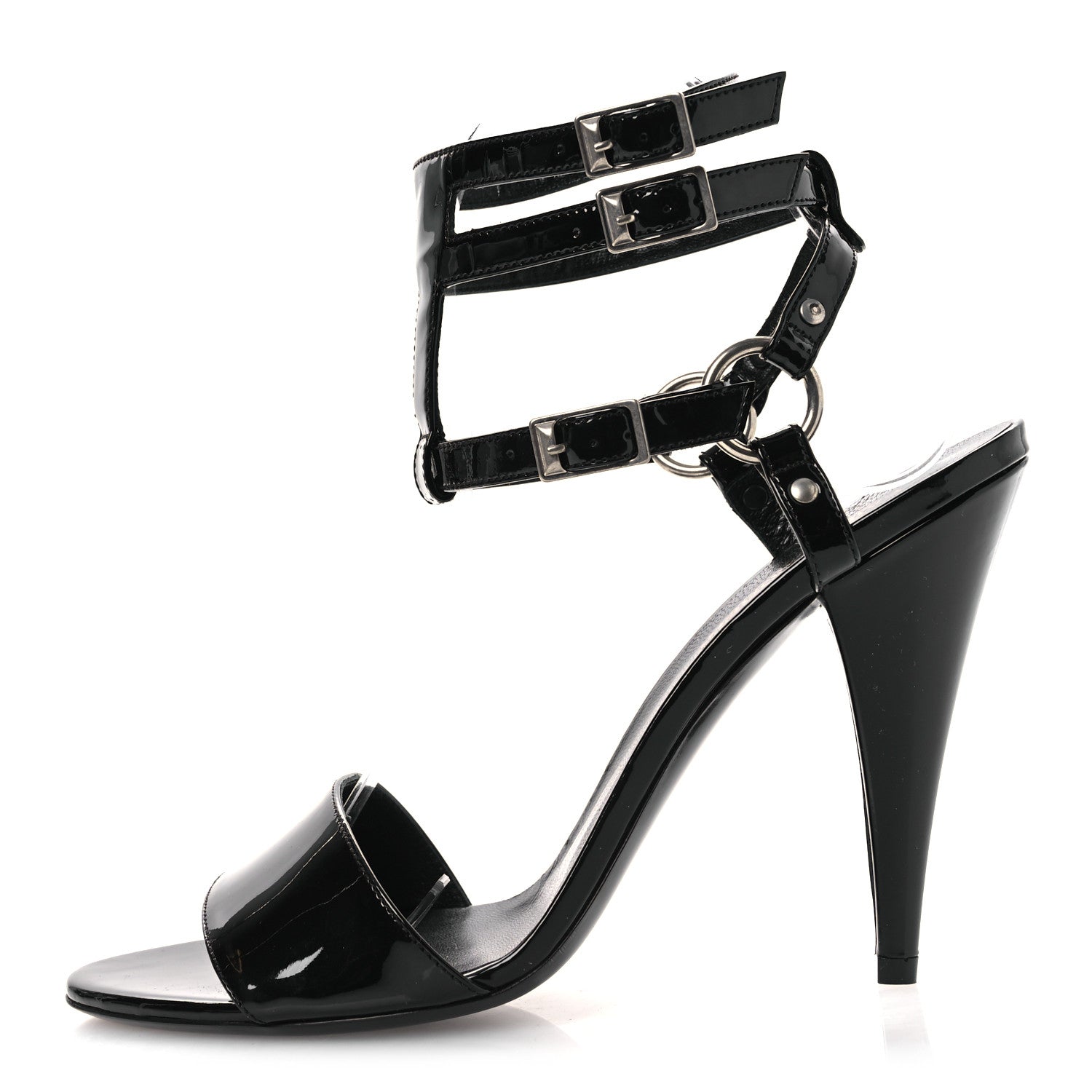 Patent Calfskin Fetish 105 Sandal 39 Black