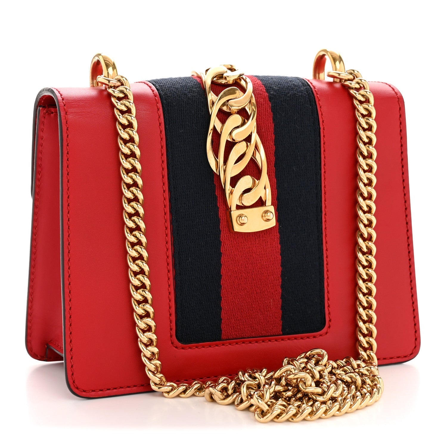 Calfskin Mini Sylvie Chain Shoulder Bag Hibiscus Red