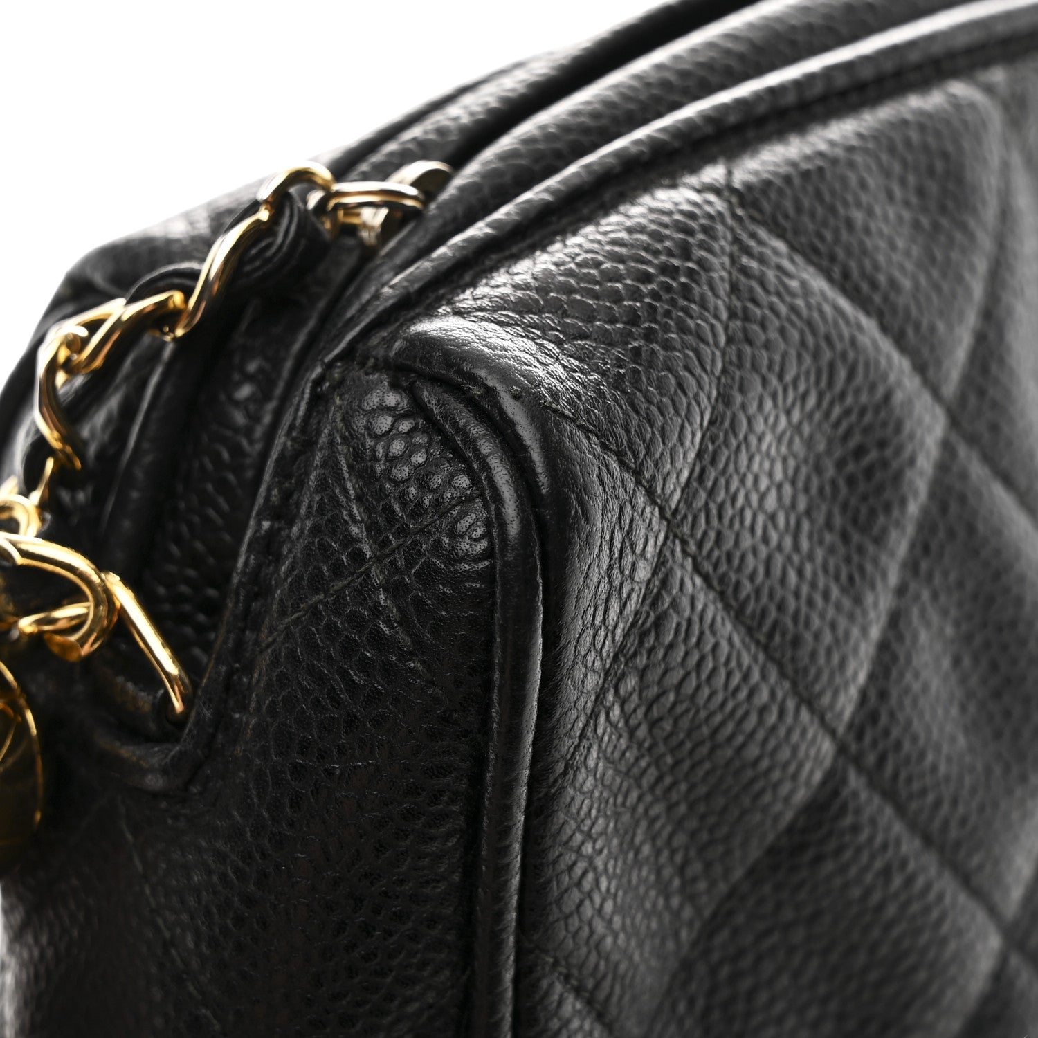 Caviar Quilted Camera Case Black