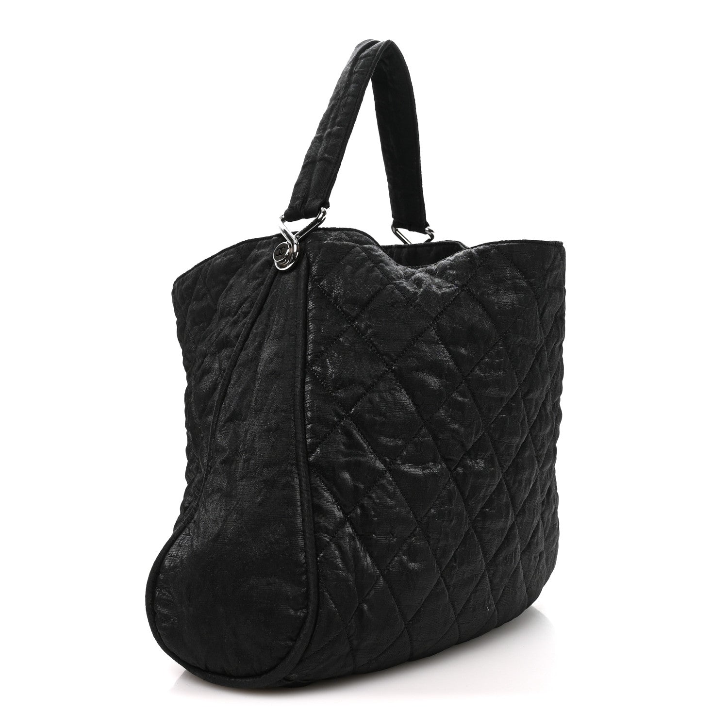 Crinkled Coated Canvas Le Marais Hobo Black