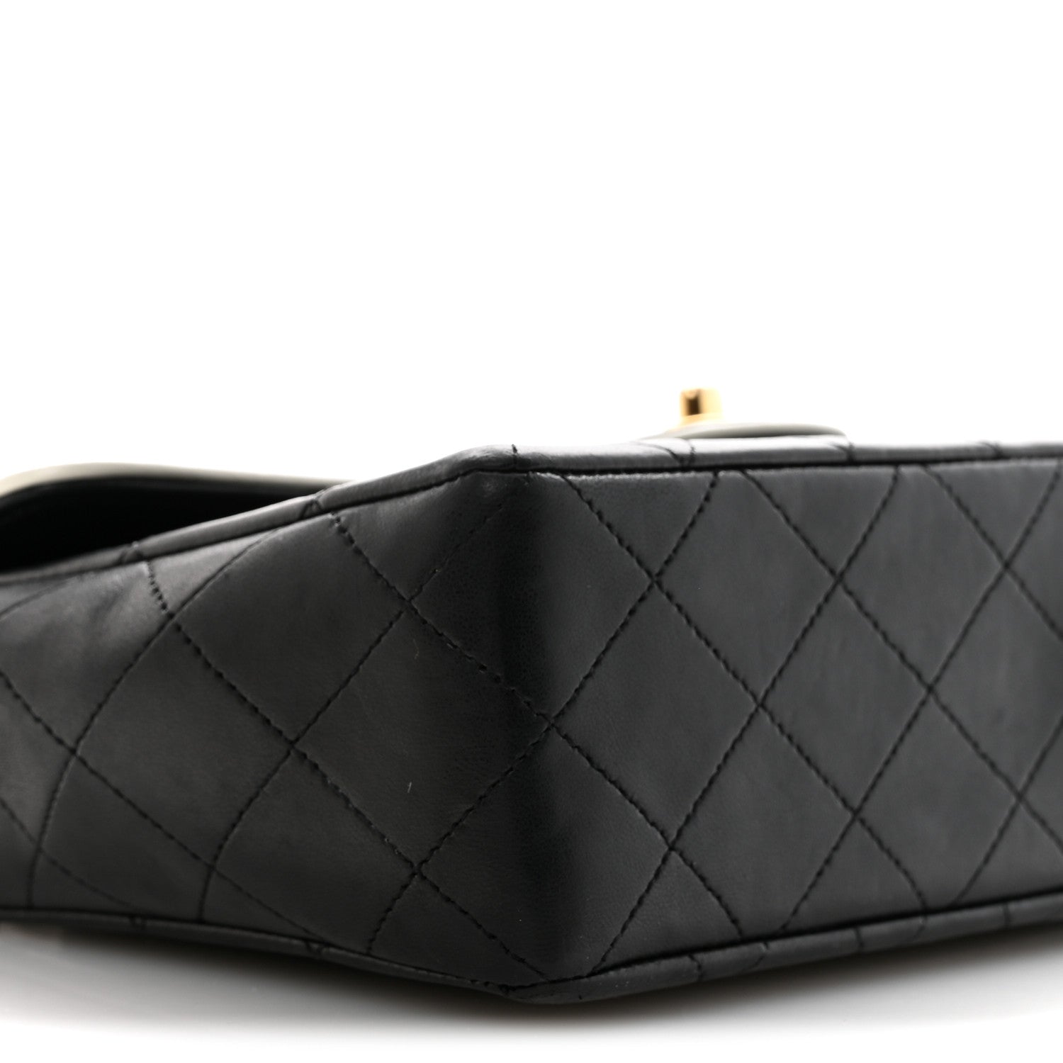 Lambskin Quilted Single Flap Black White