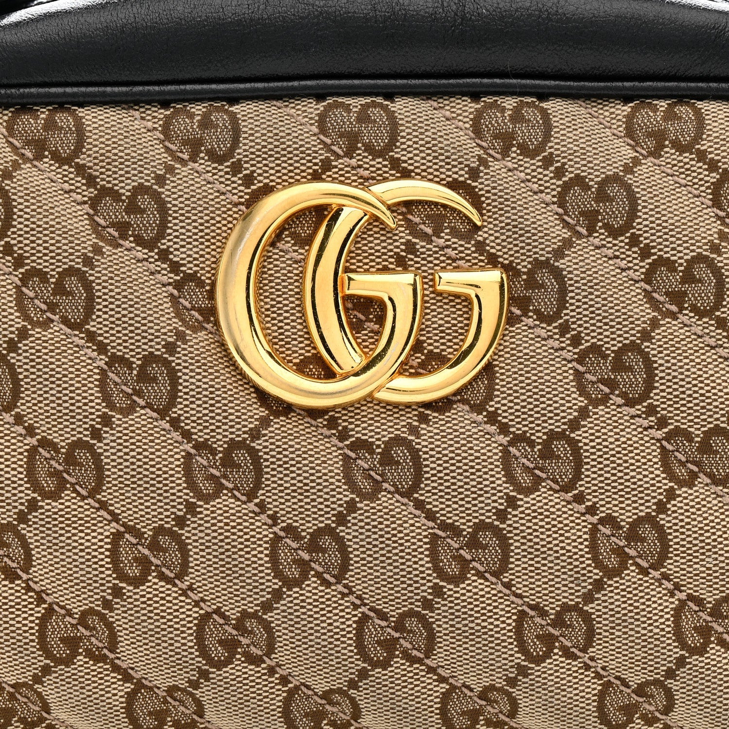 Monogram Matelasse Diagonal Small GG Marmont Chain Shoulder Bag Beige Black