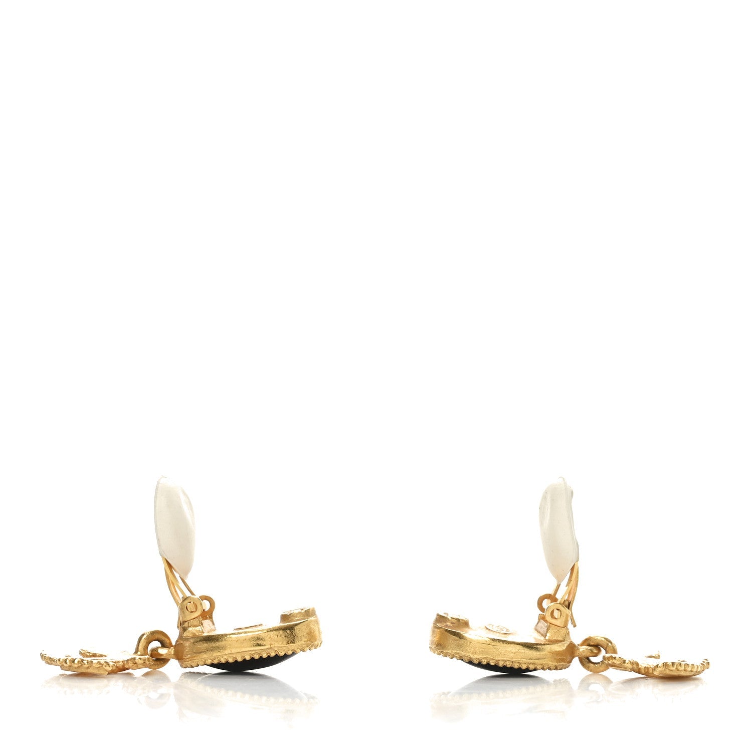 Metal Resin CC Drop Earrings Gold Red