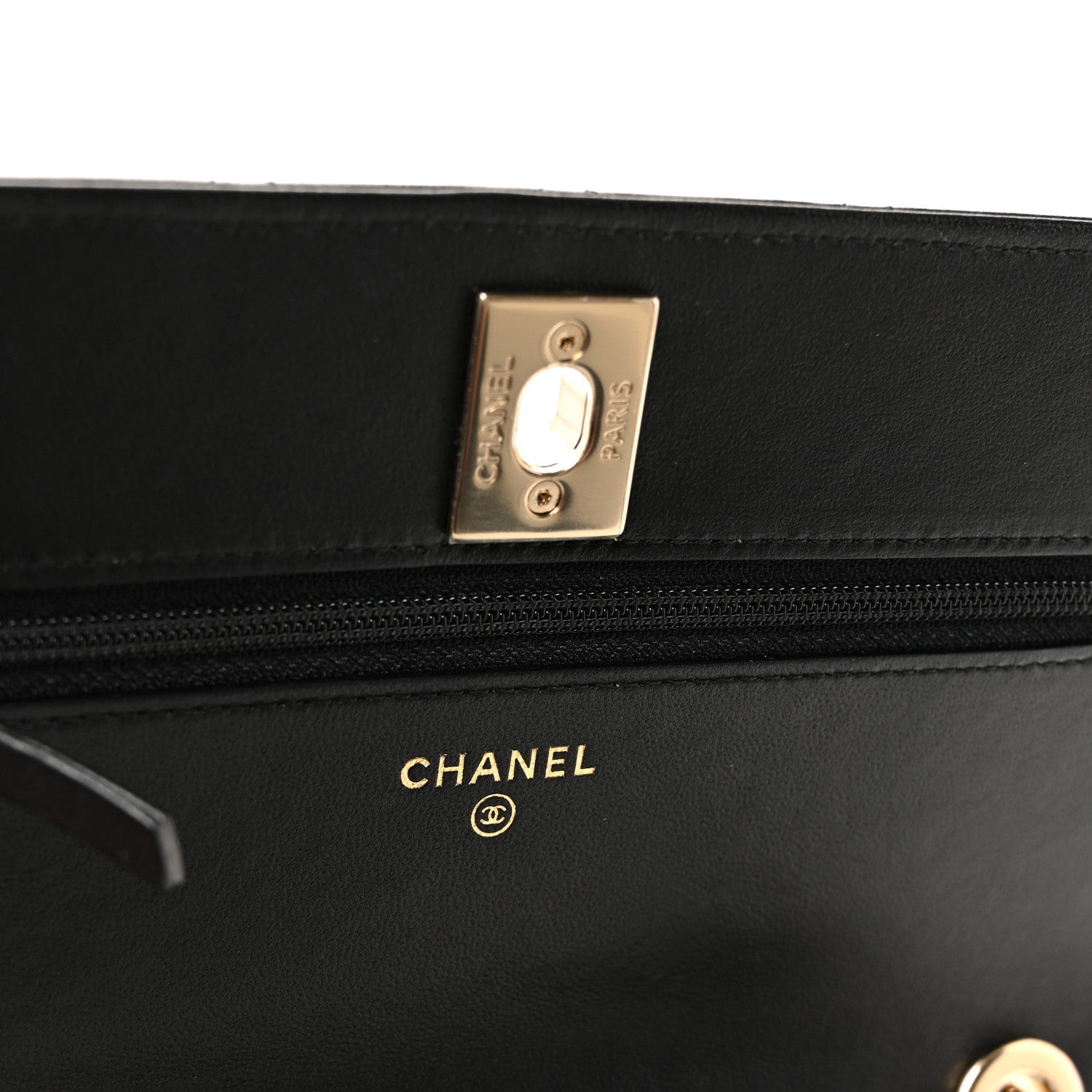 Lambskin Quilted Trendy CC Wallet On Chain WOC Black