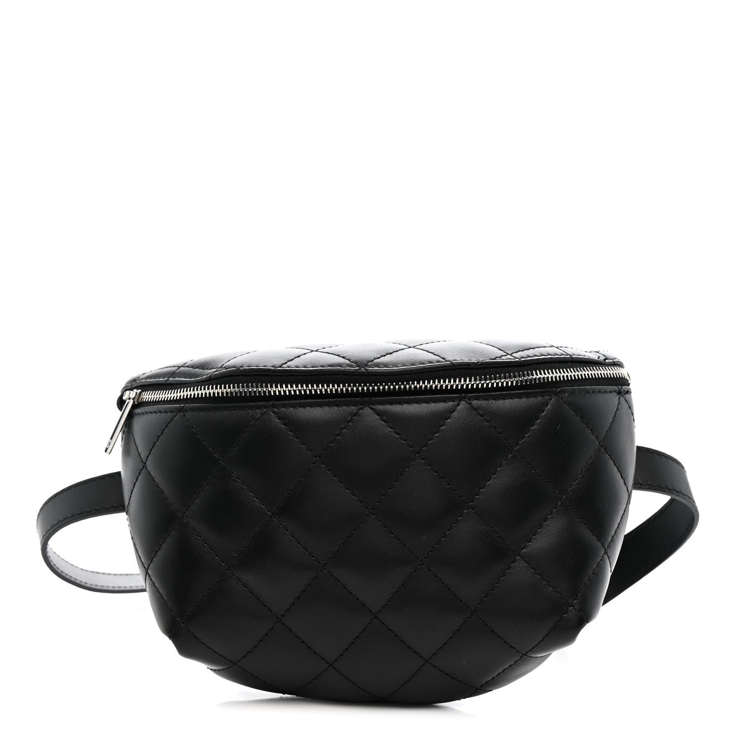 Lambskin Quilted Waist Belt Bag Black