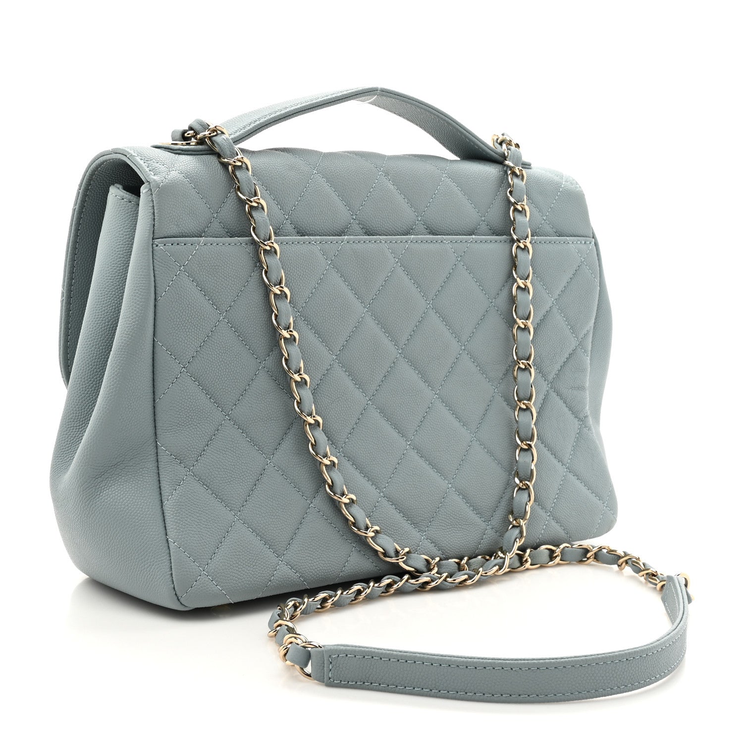 Caviar Quilted Large Business Affinity Flap Blue