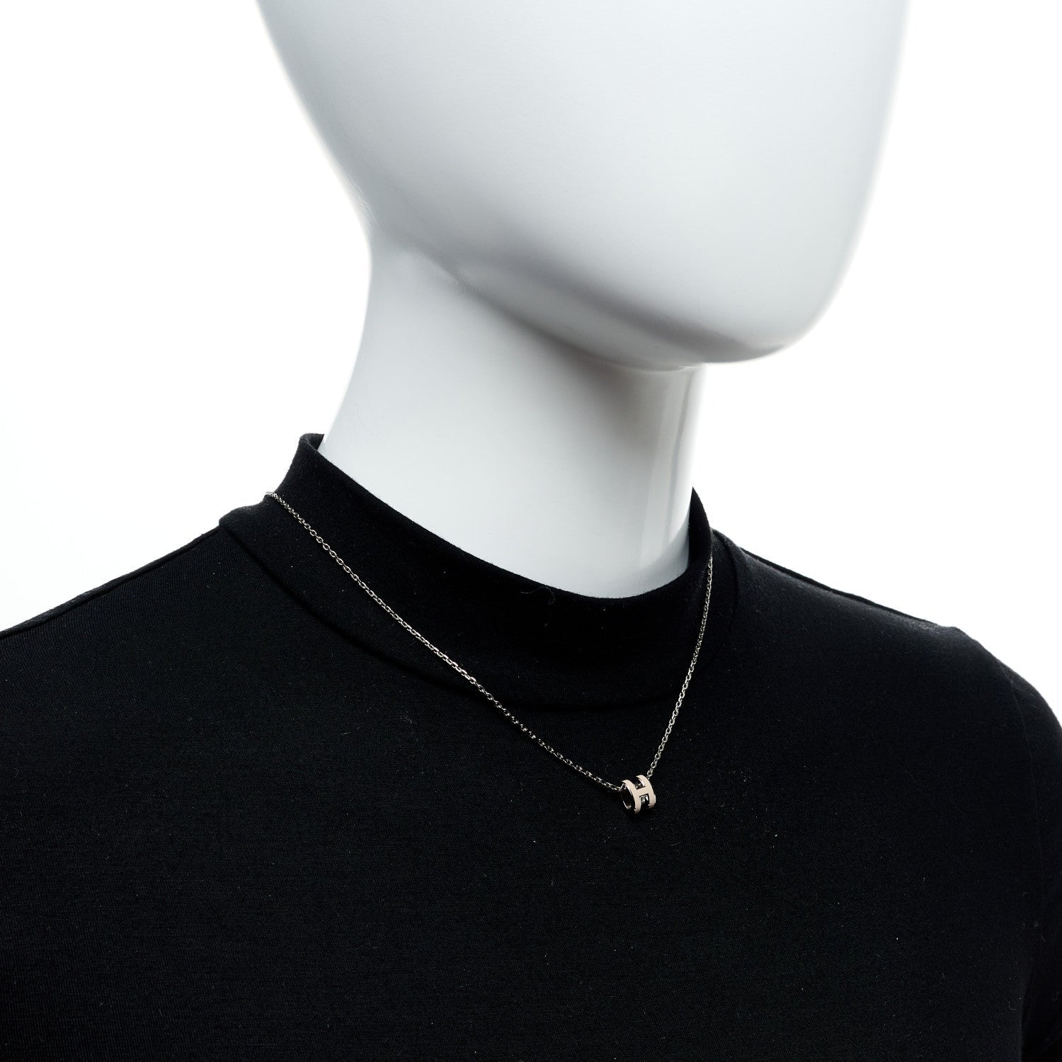 Palladium Mini Pop H Pendant Necklace Marron Glace