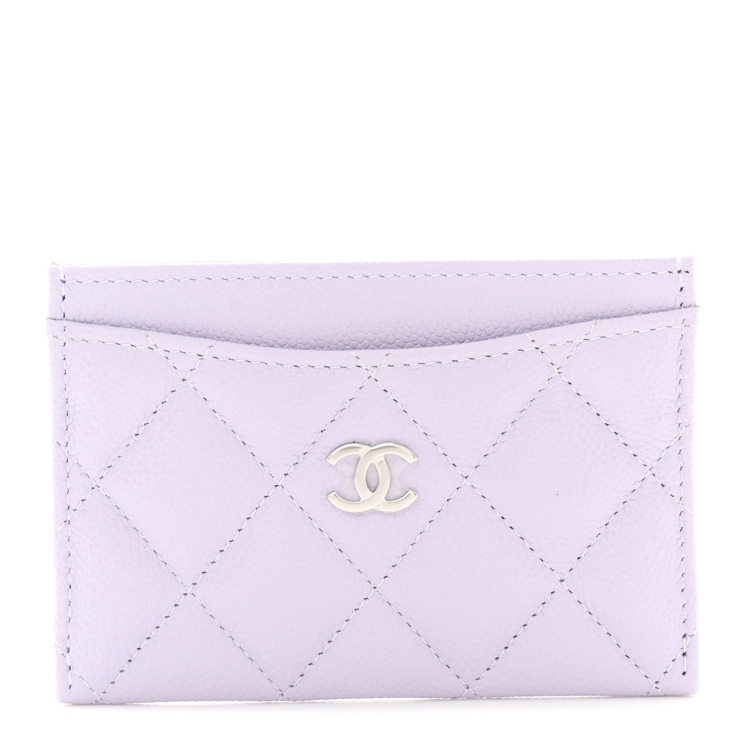 Caviar Quilted Card Holder Light Purple