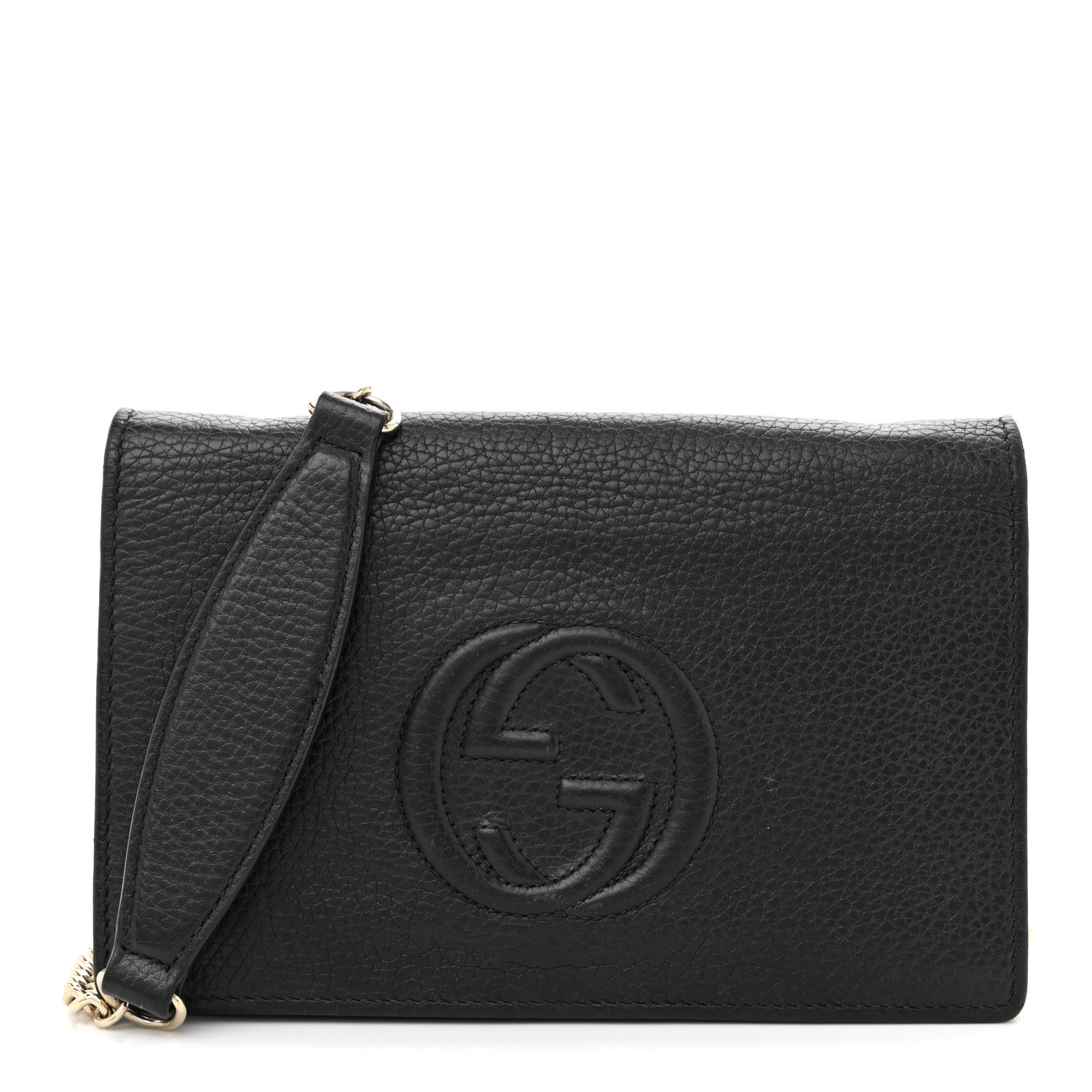 Pebbled Calfskin Soho Wallet On Chain Black