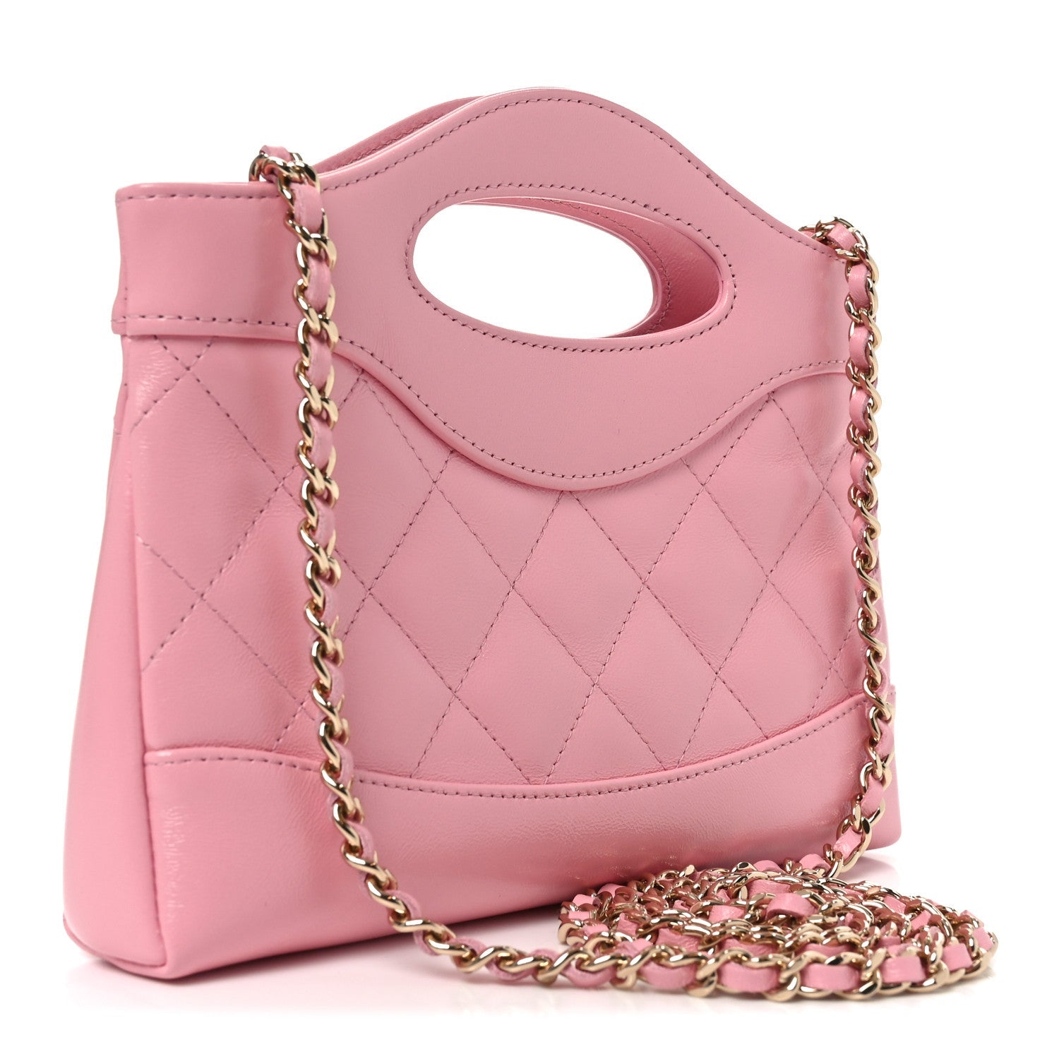 Shiny Lambskin Quilted Nano 31 Shopping Bag Pink