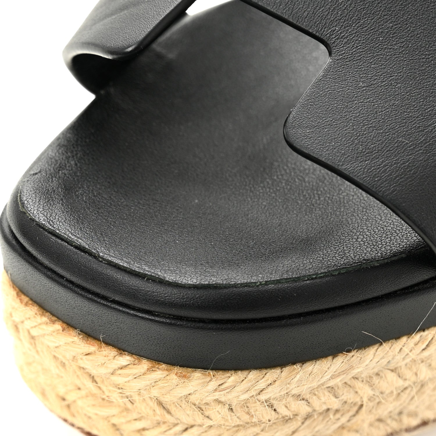 Calfskin Elda Espadrille Wedge Sandals 36 Black