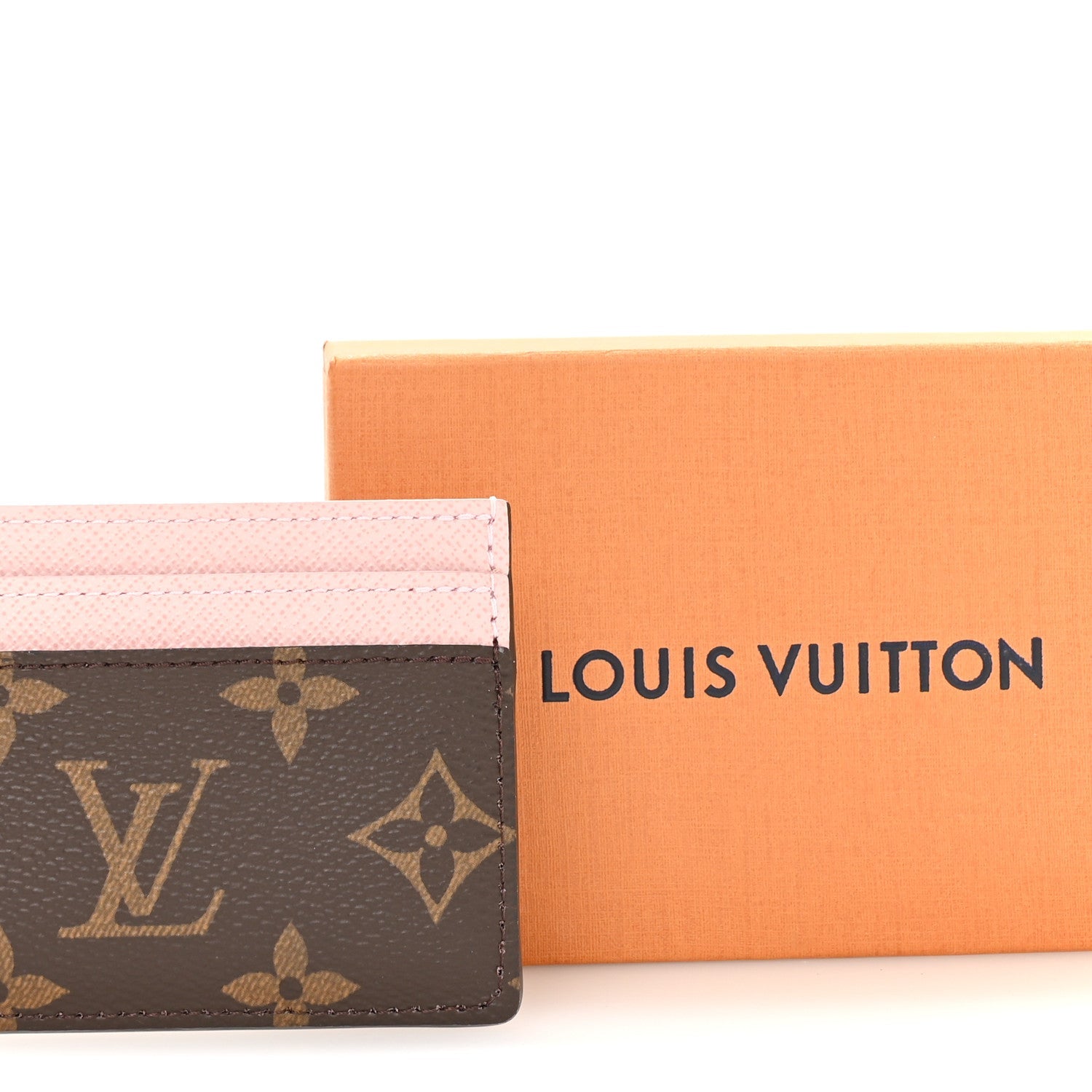 Monogram LV Charms Card Holder Rose Ballerine