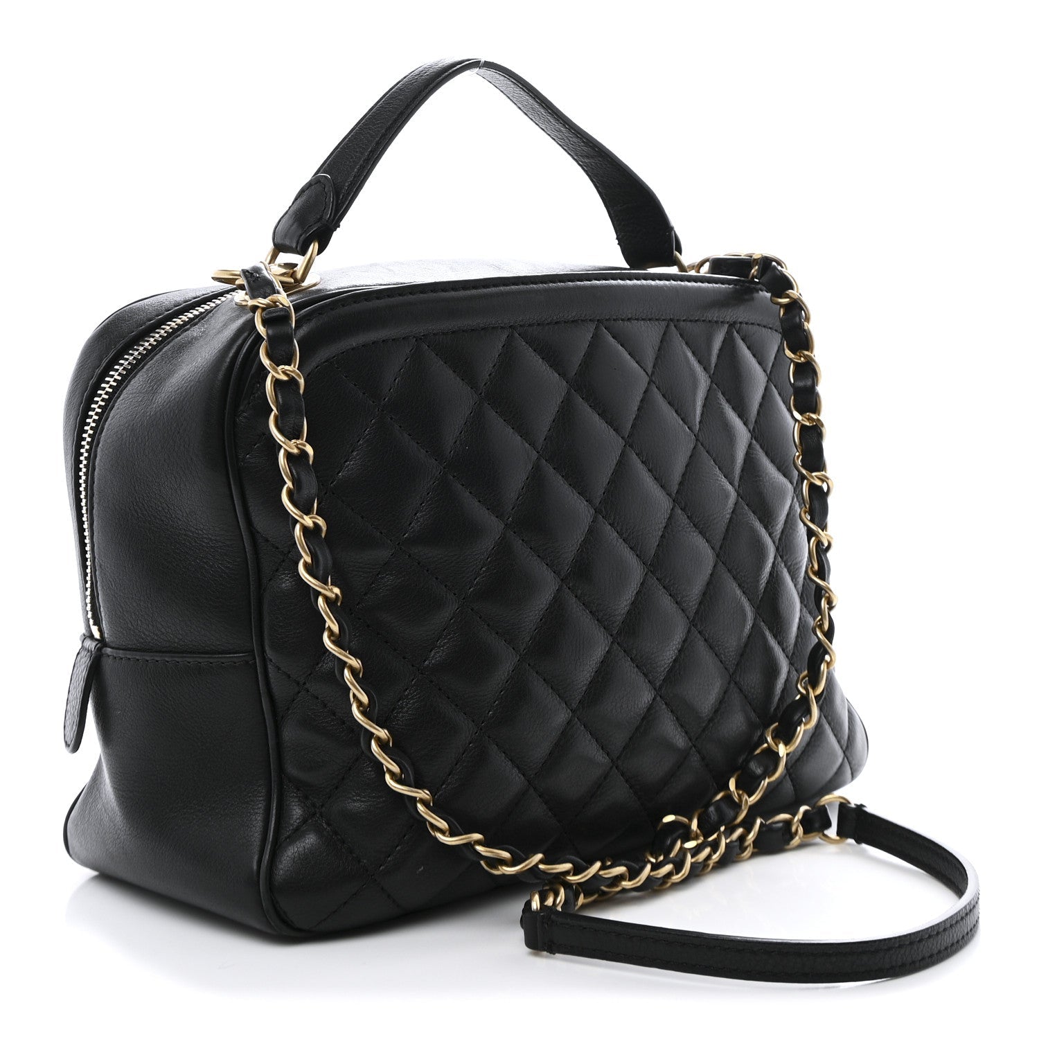 Calfskin Quilted CC Medium Vanity Case Black