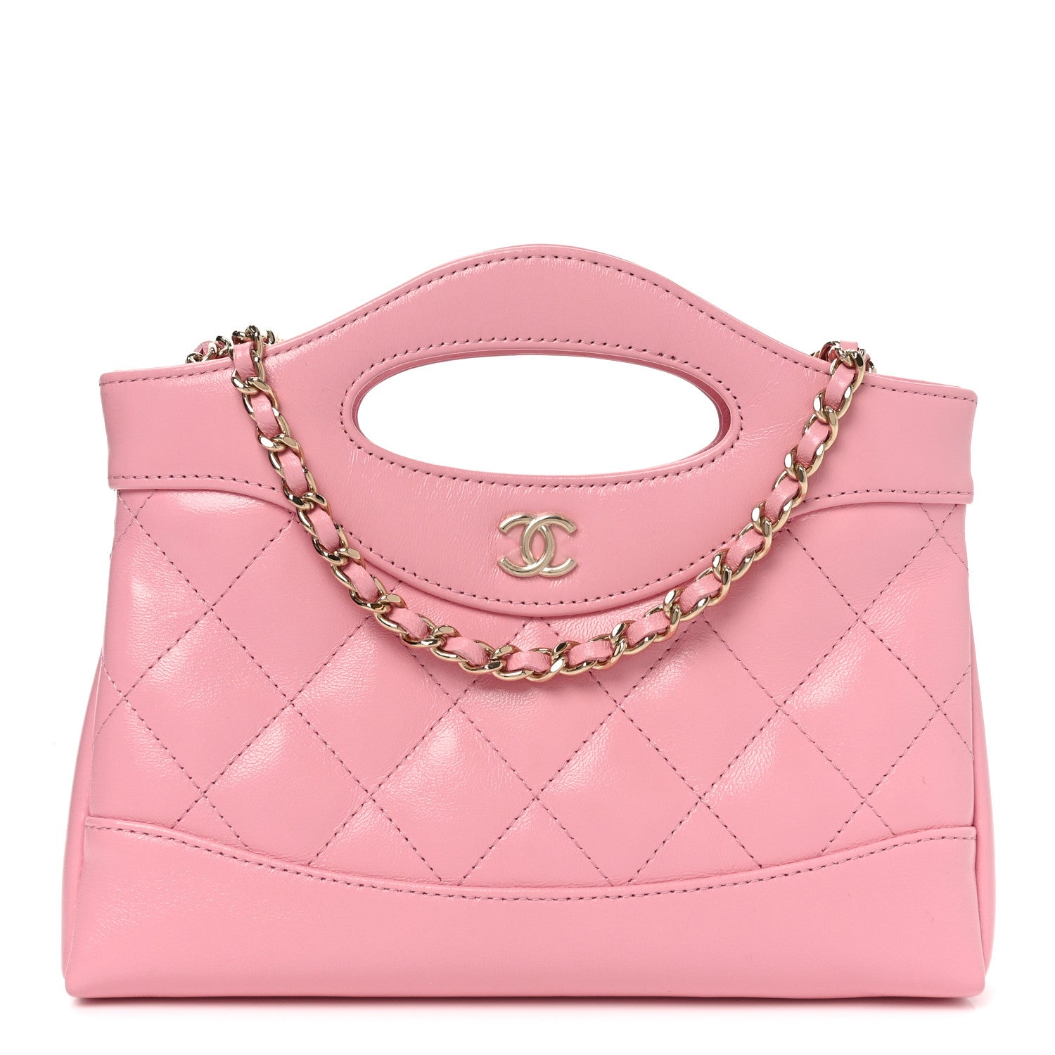 Shiny Lambskin Quilted Nano 31 Shopping Bag Pink