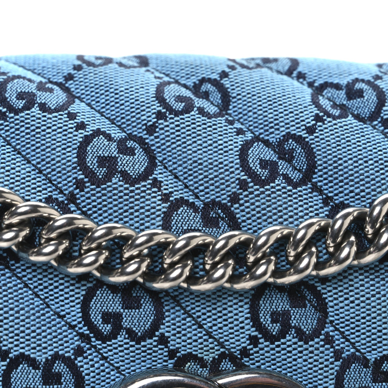 Monogram Multicolor Matelasse Diagonal Small GG Marmont Shoulder Bag Light Blue