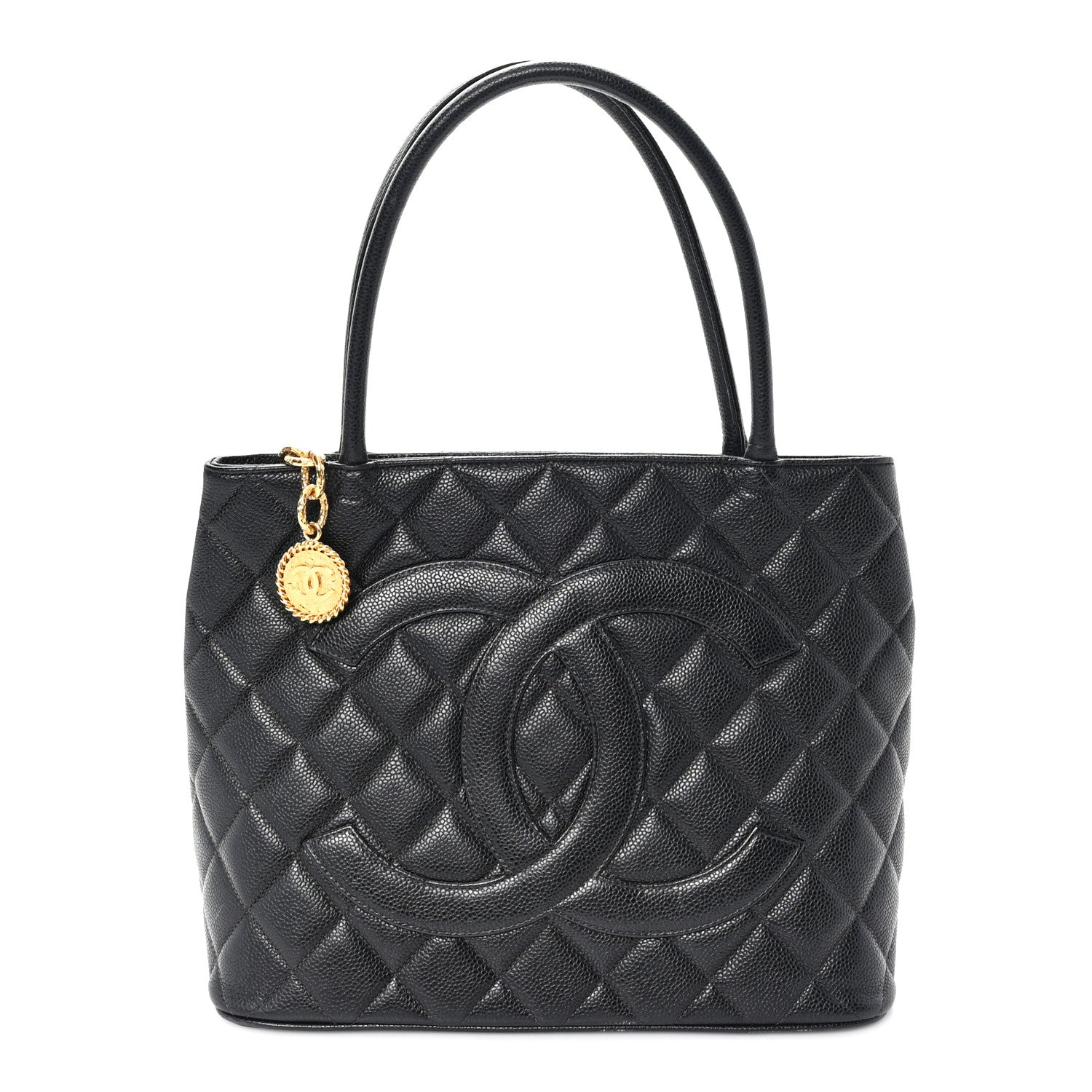 Caviar Quilted Medallion Tote Black