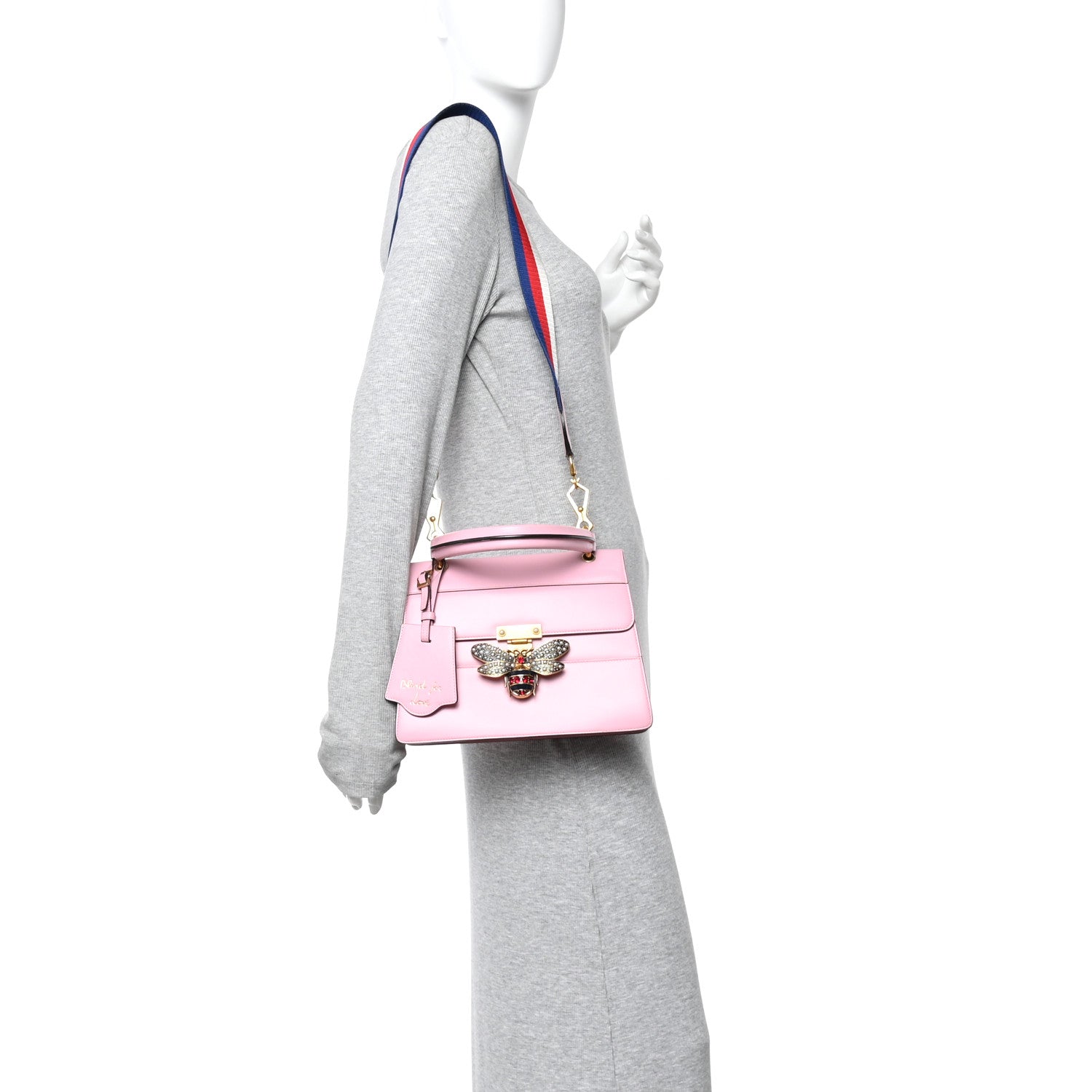 Calfskin Sylvie Web Small Queen Margaret Top Handle Bag Sugar Pink