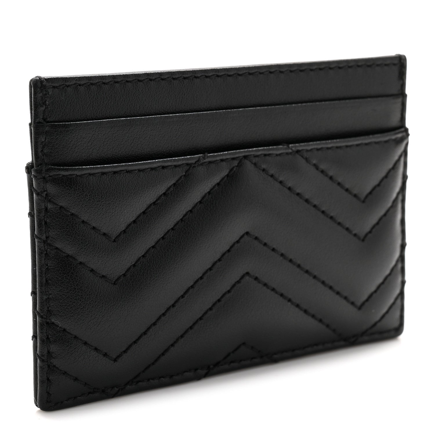 Calfskin Matelasse GG Marmont Card Holder Black