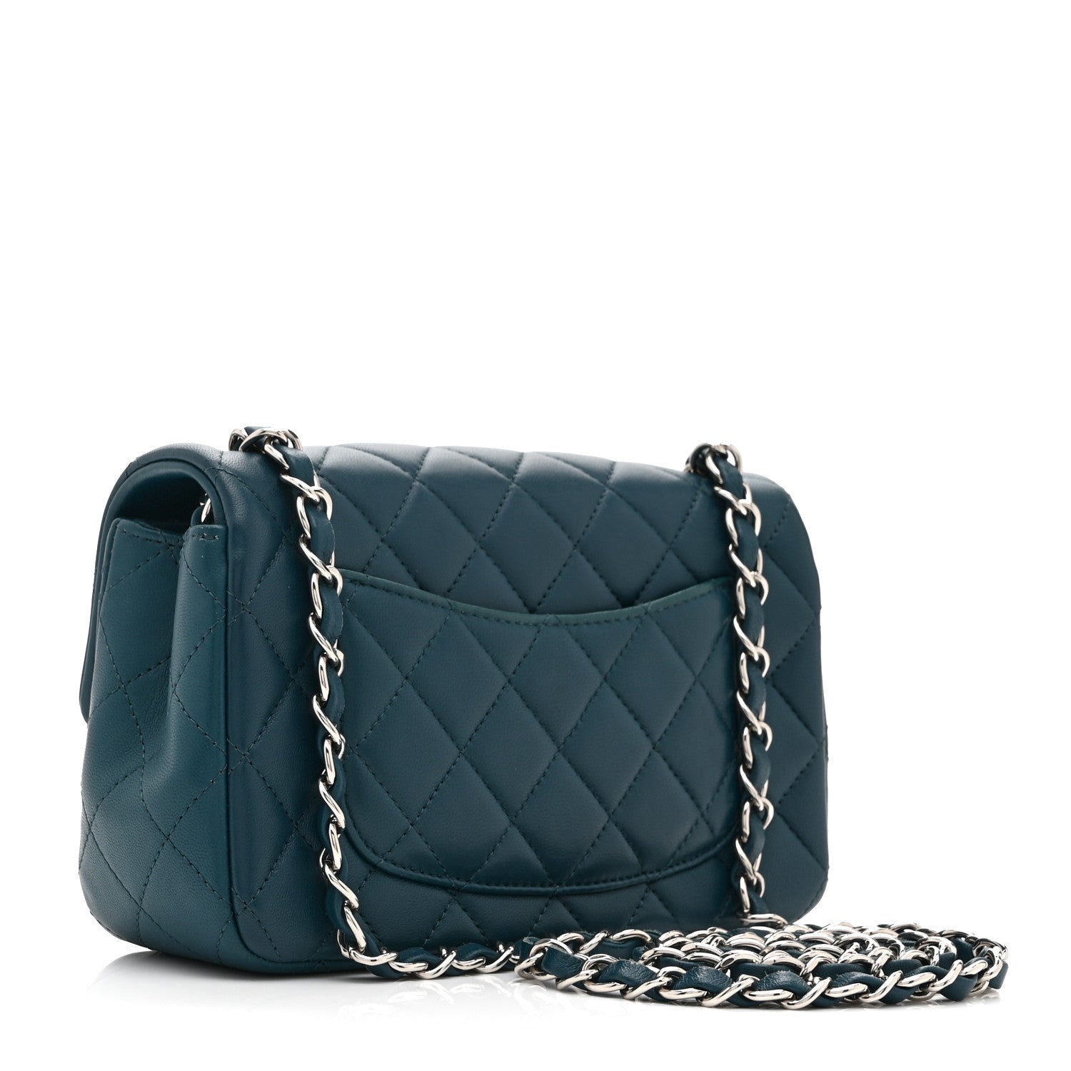 Lambskin Quilted Mini Rectangular Flap Dark Blue