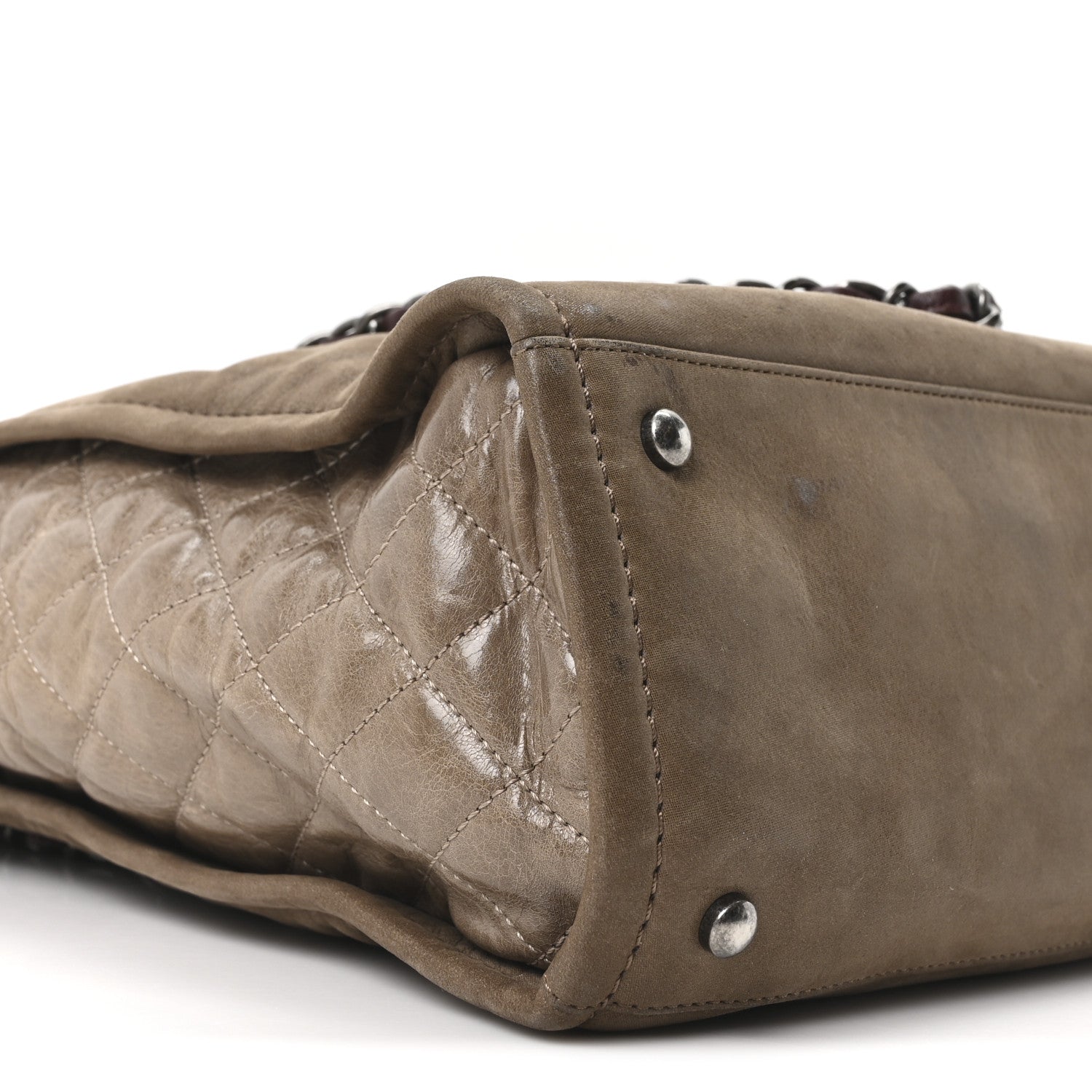 Iridescent Calfskin In The Mix Tall Tote Khaki