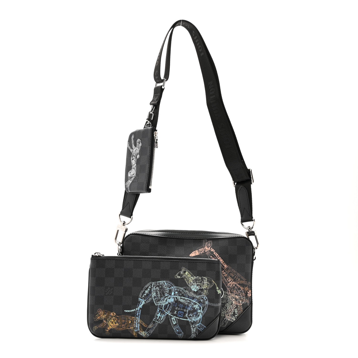 Damier Graphite Wild Animals Trio Messenger