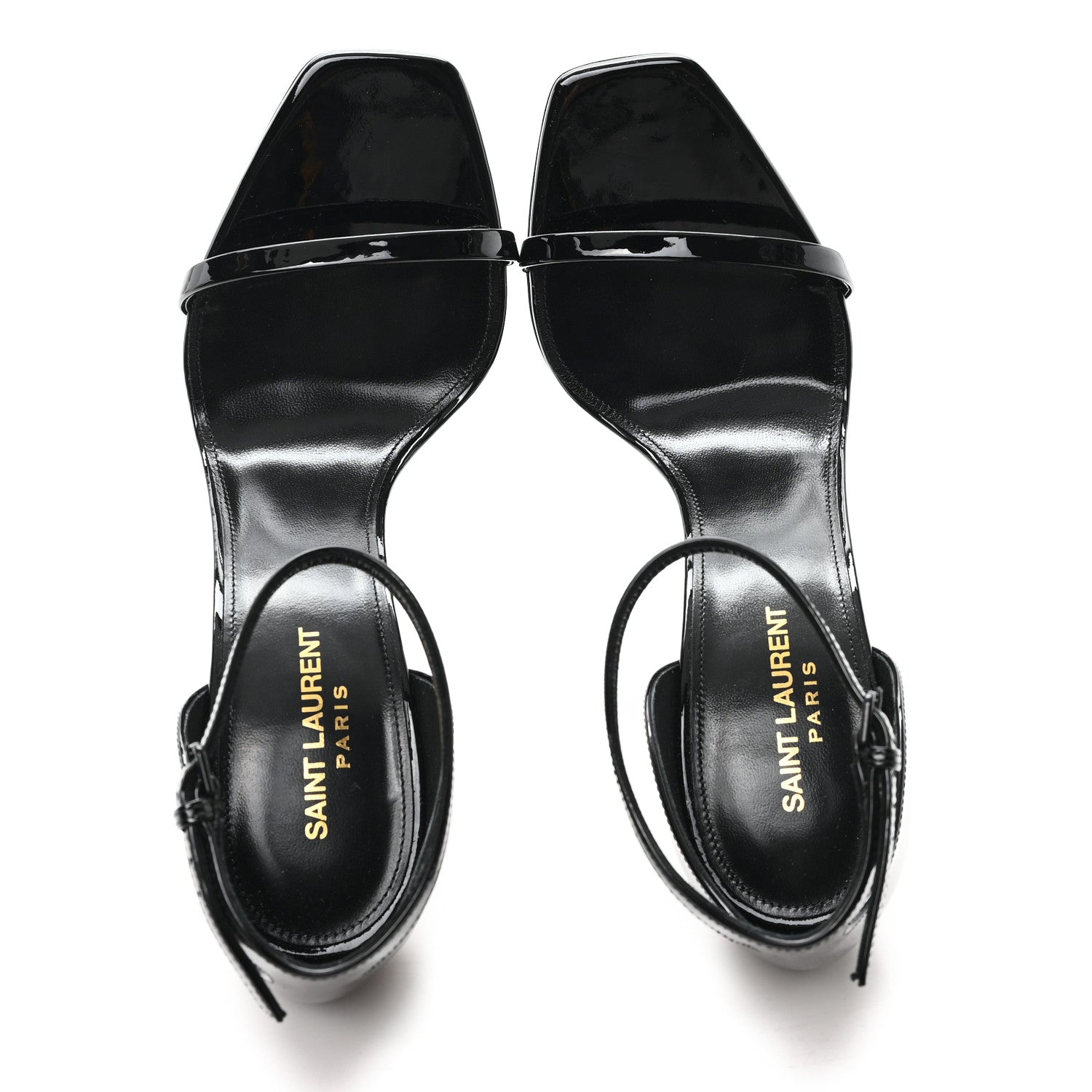 Patent Calfskin Opyum 110 Sandals 40.5 Black Gold