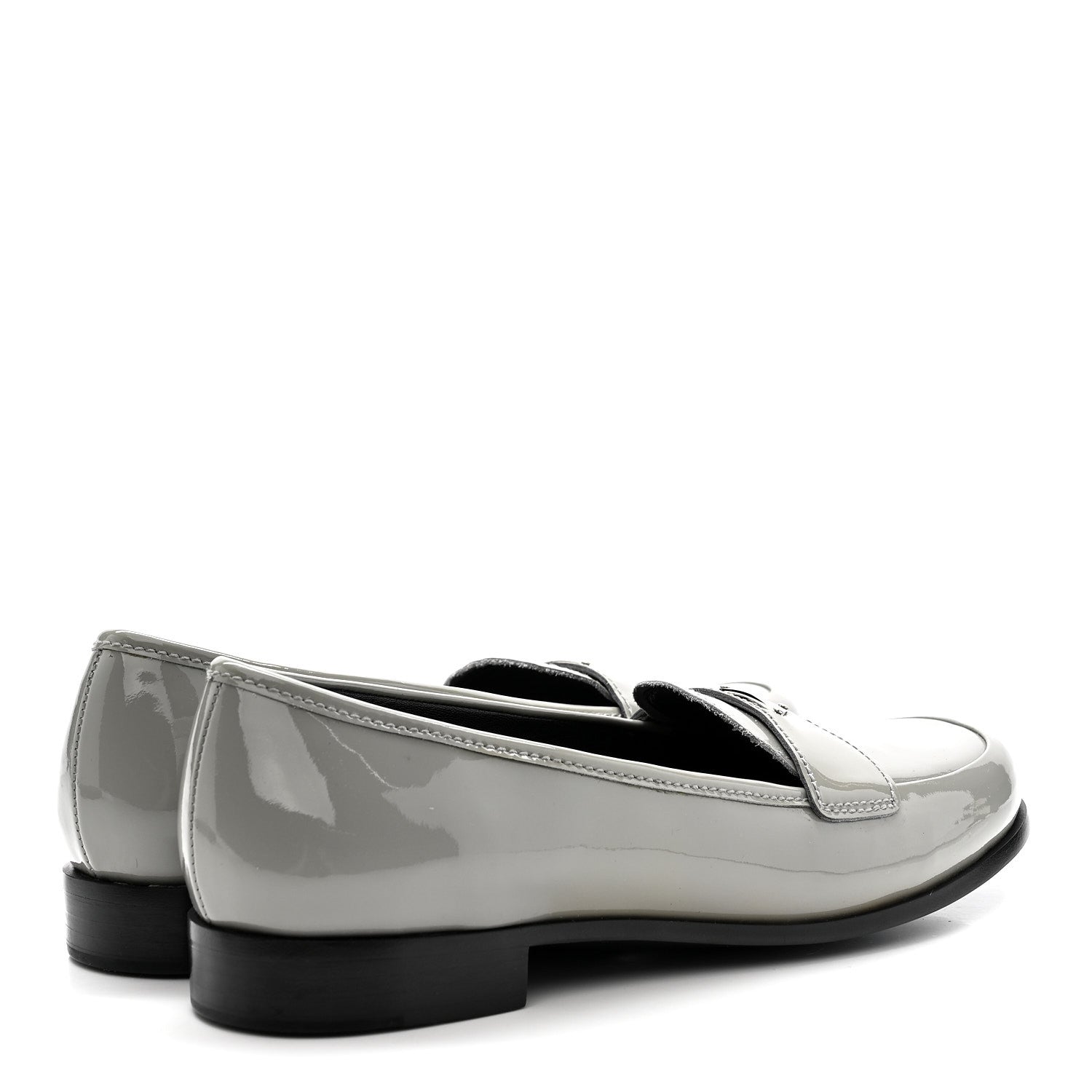 Vernice Metal Triangle Logo 25mm Loafers 38 Granito