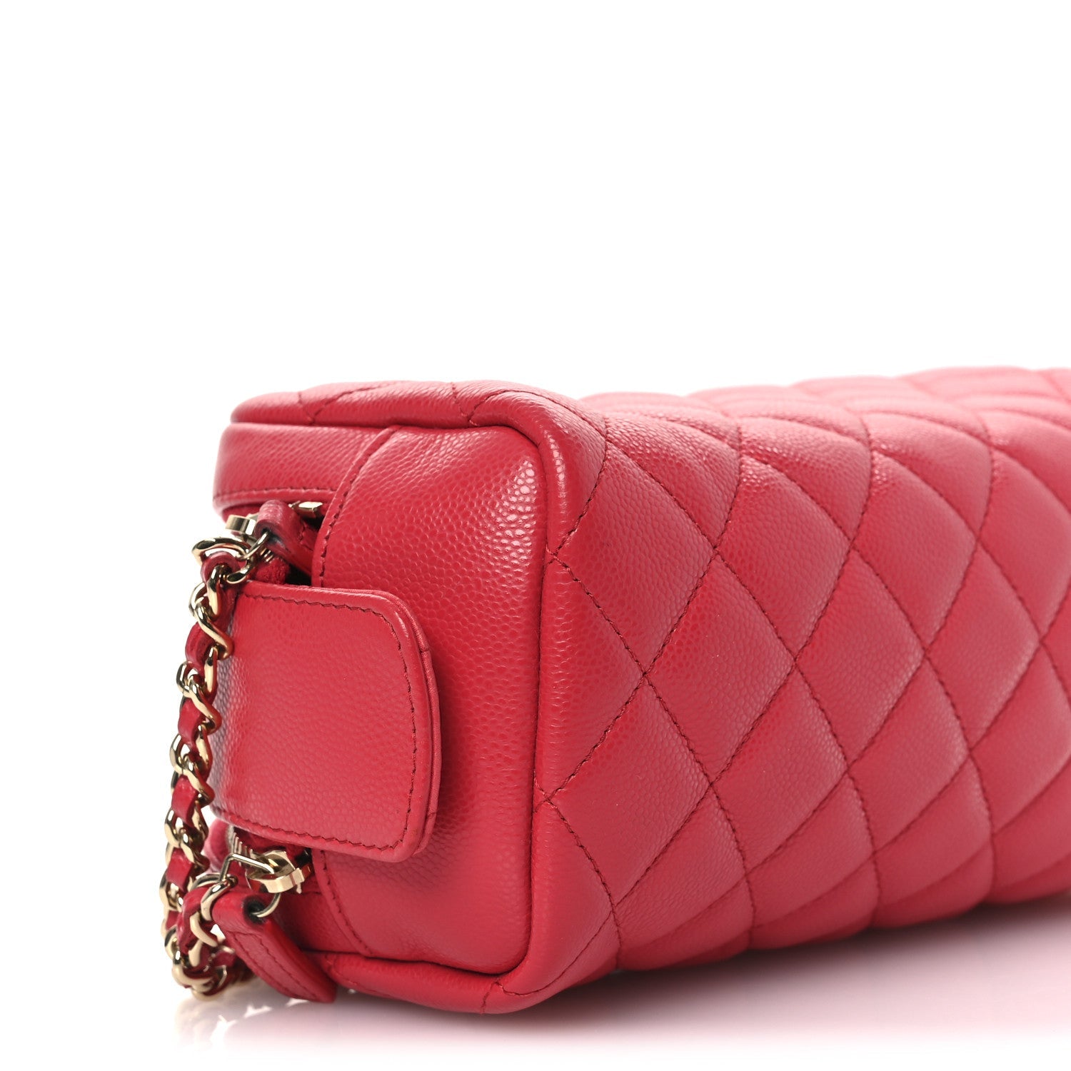 Caviar Quilted Toiletry Case With Chain Dark Pink