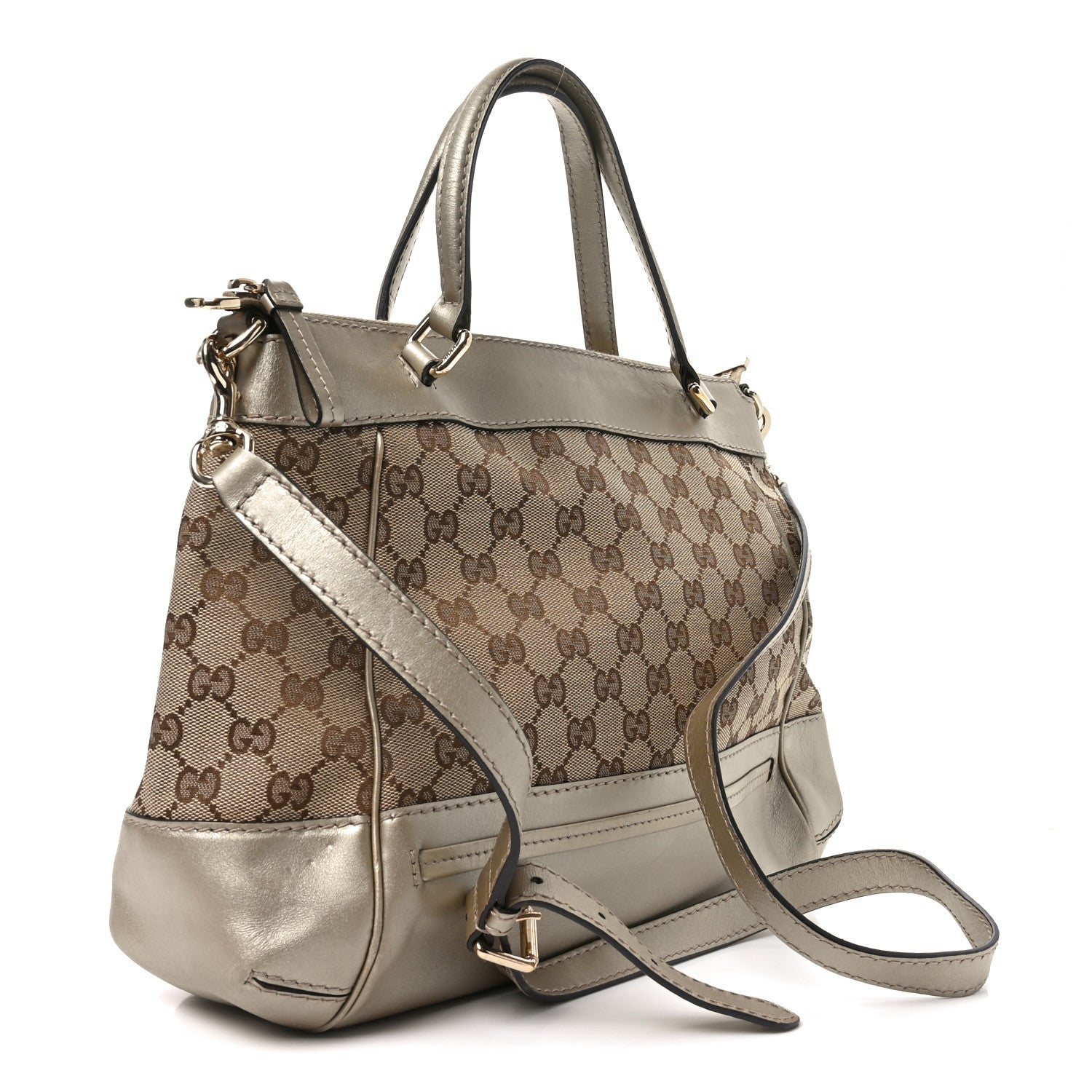 Monogram Mayfair Top Handle Satchel Gold Beige