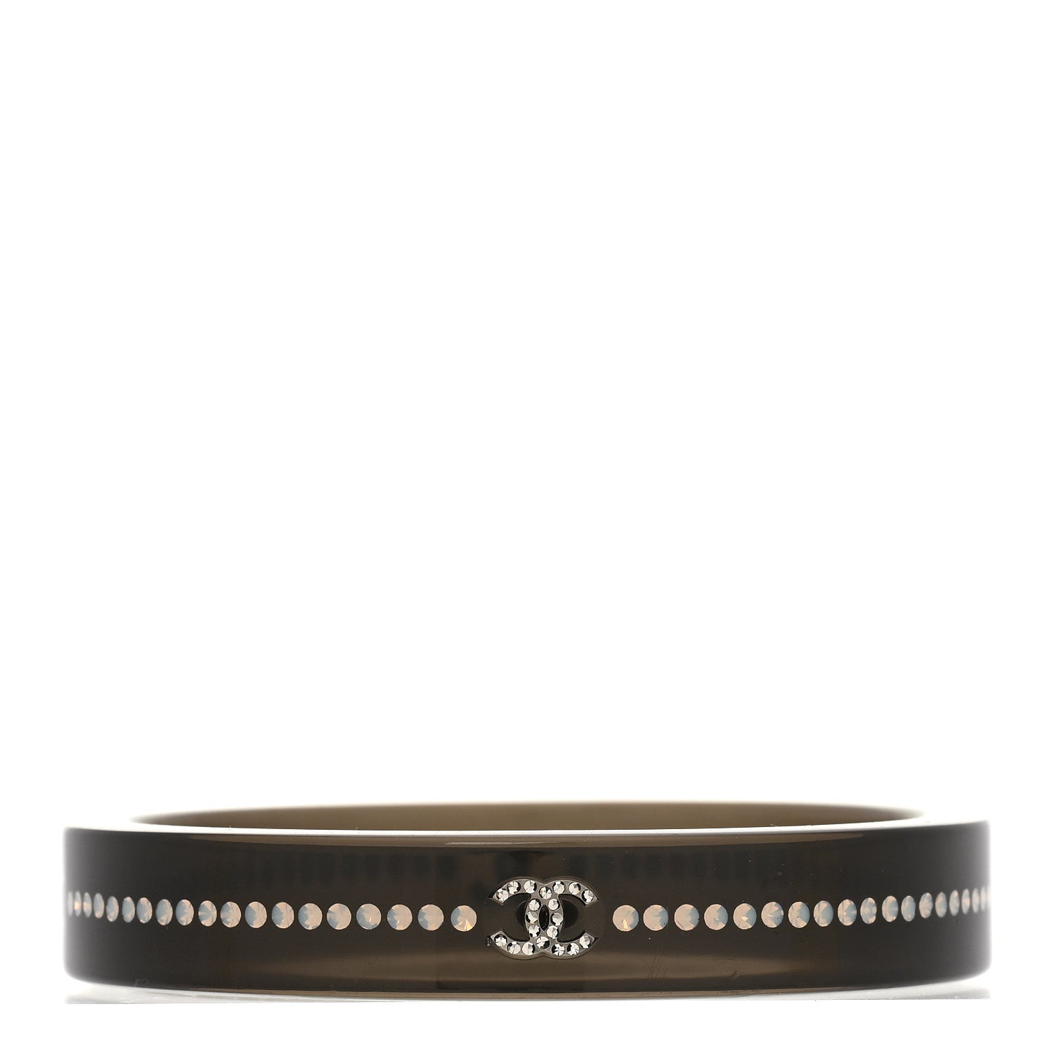 Resin Crystal CC Bangle Bracelet Black