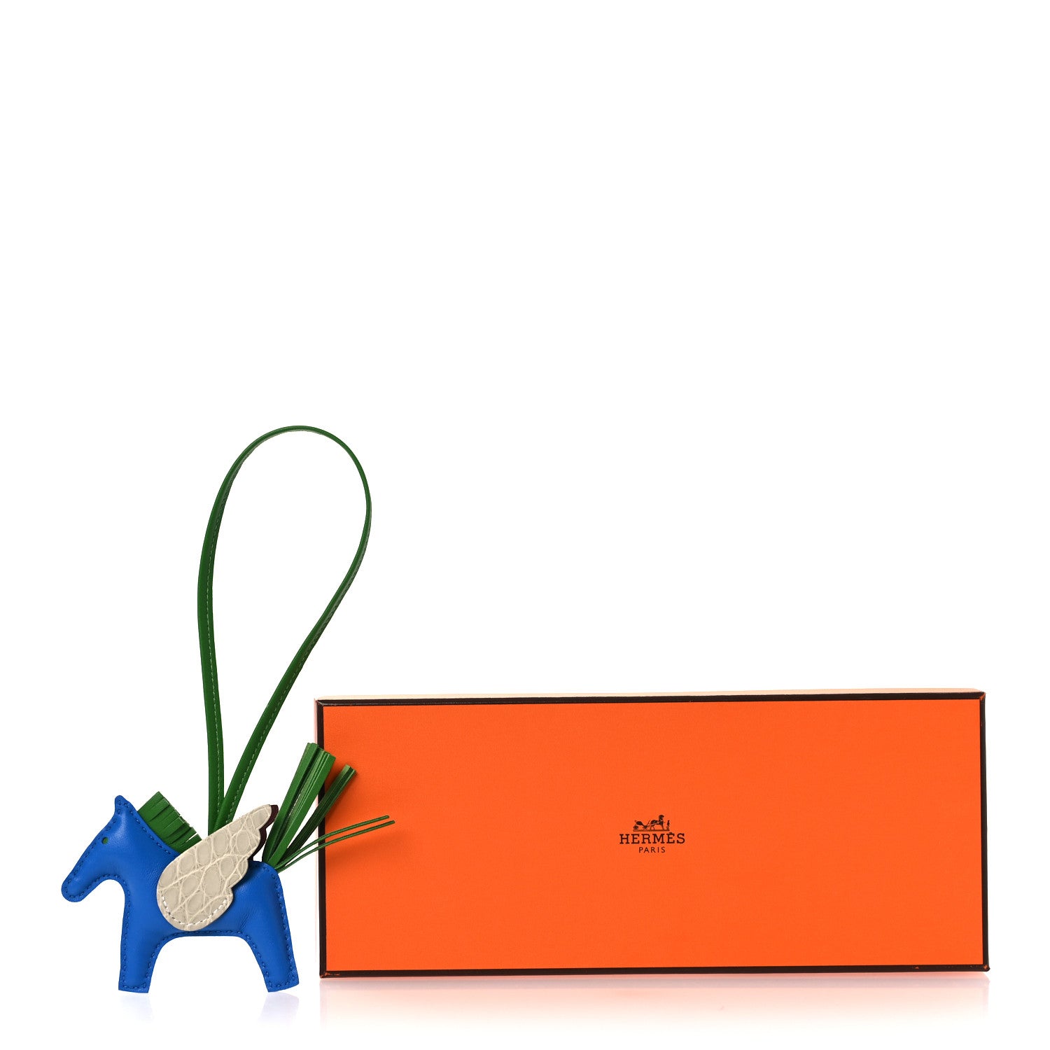 Milo Lambskin Matte Alligator Touch Grigri Rodeo Pegase Horse Bag Charm PM Bleu Zanzibar Vert Yucca Craie