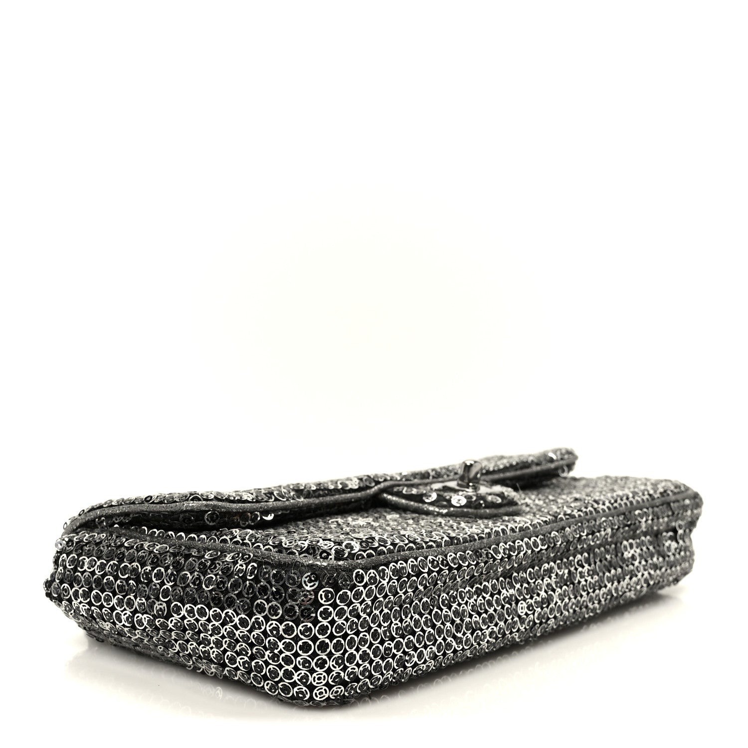 Sequin East West Flap Dark Silver