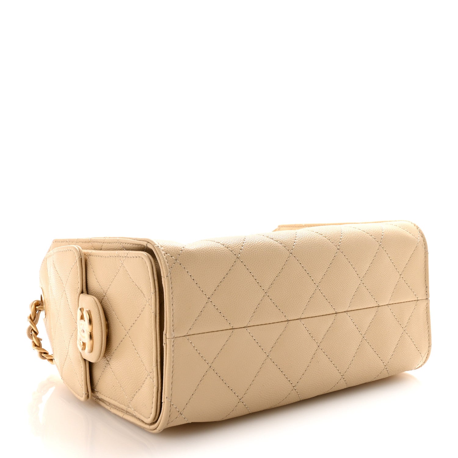 Caviar Quilted Mini Chanel 25 Handbag Beige