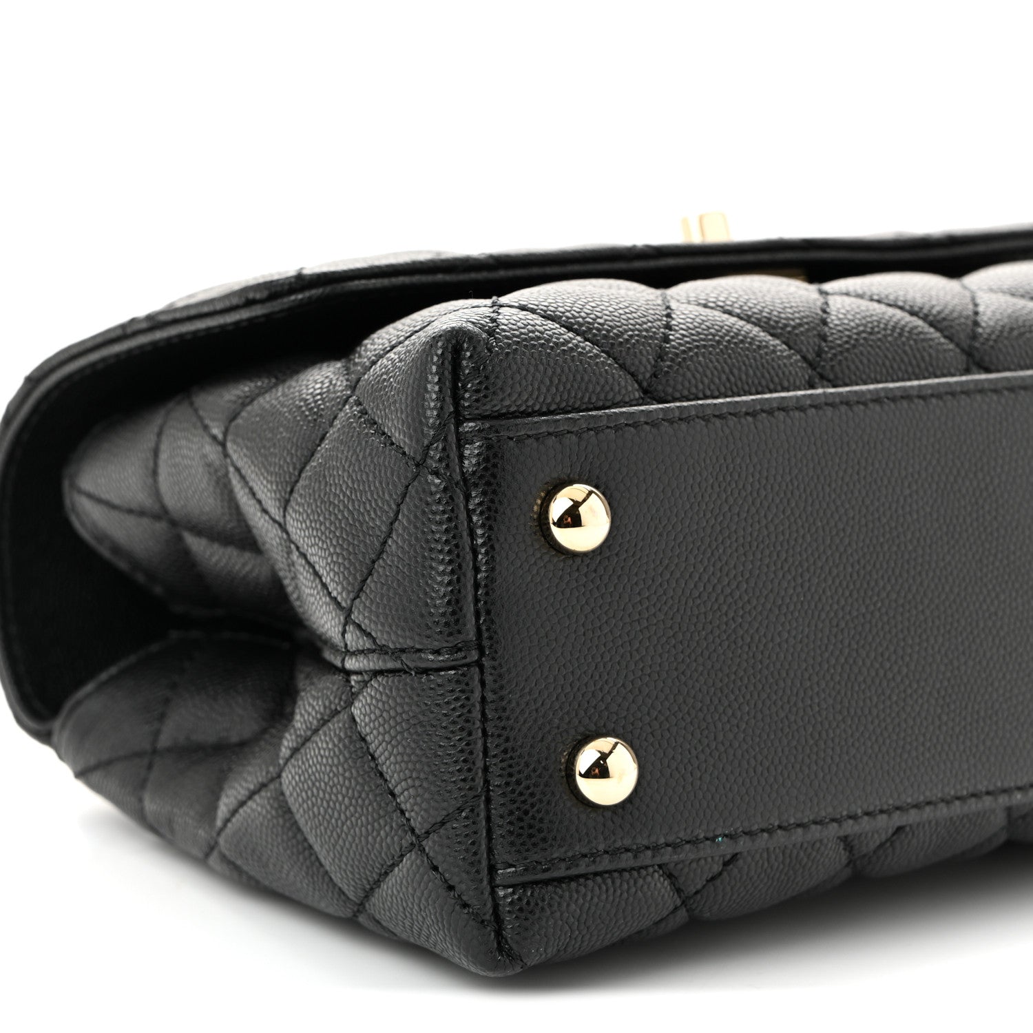 Caviar Quilted Mini Coco Handle Flap Black