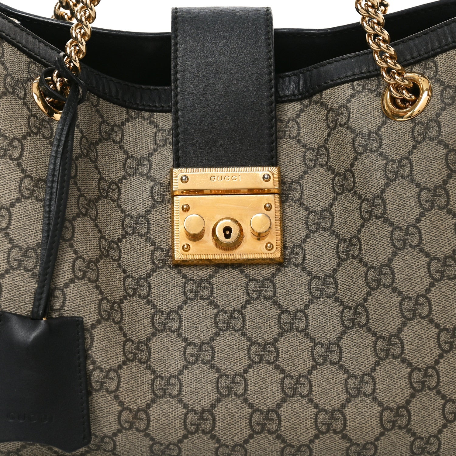 GG Supreme Monogram Medium Padlock Tote Black