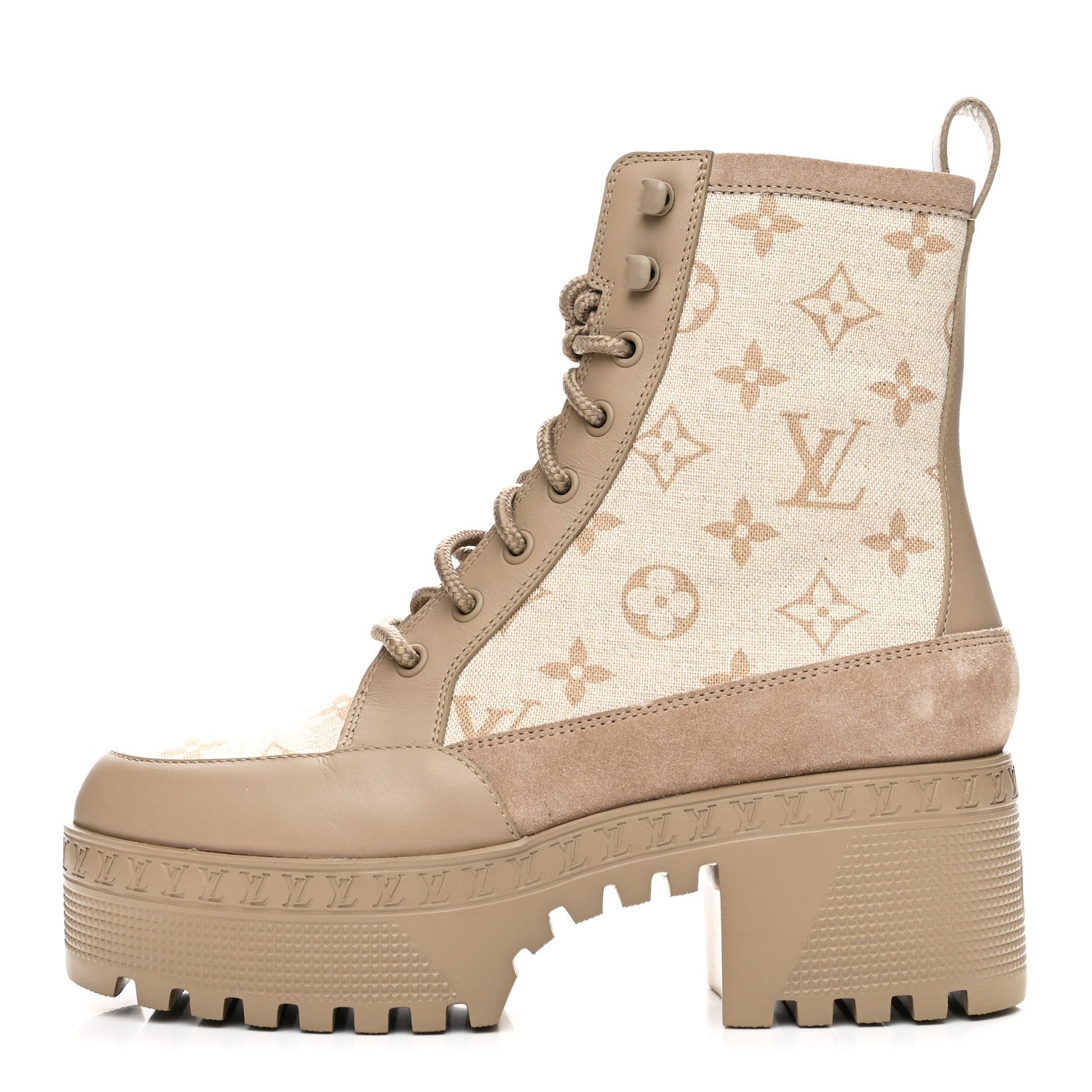 Suede Calfskin Laureate Platform Desert Boots 37 Beige